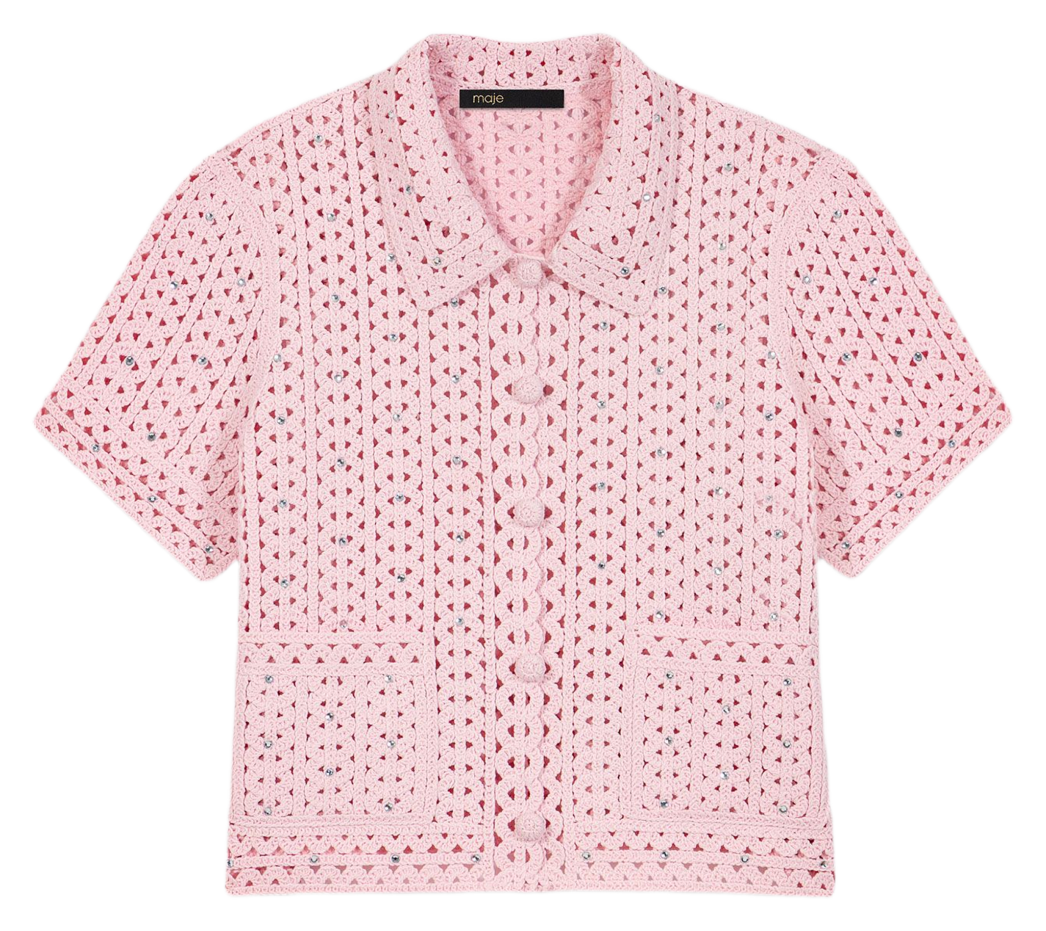 Cardigan droit en maille MAJE Rose