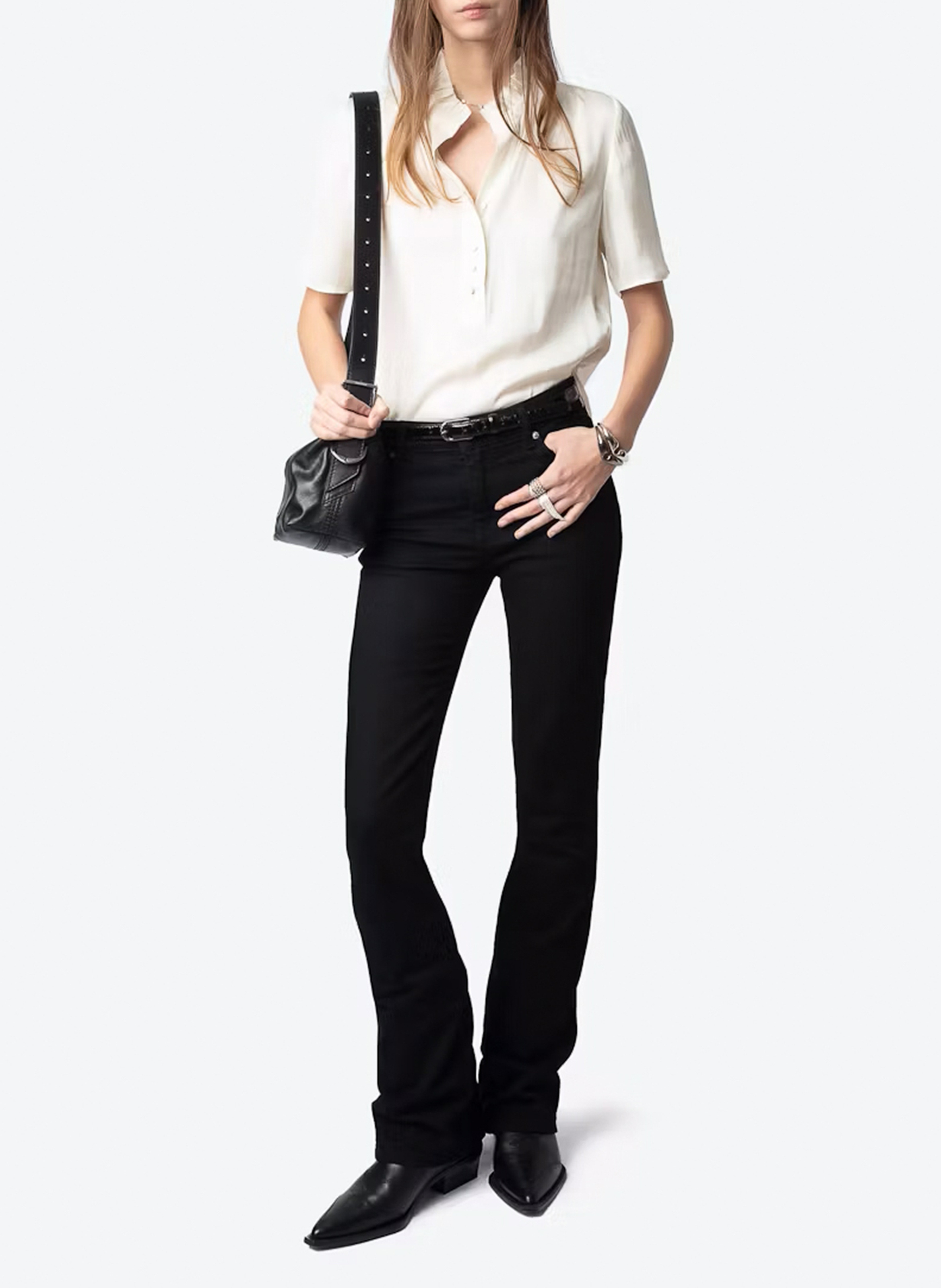 Bluse mit Rundhalsausschnitt und Falten ZADIG&VOLTAIRE Weiss