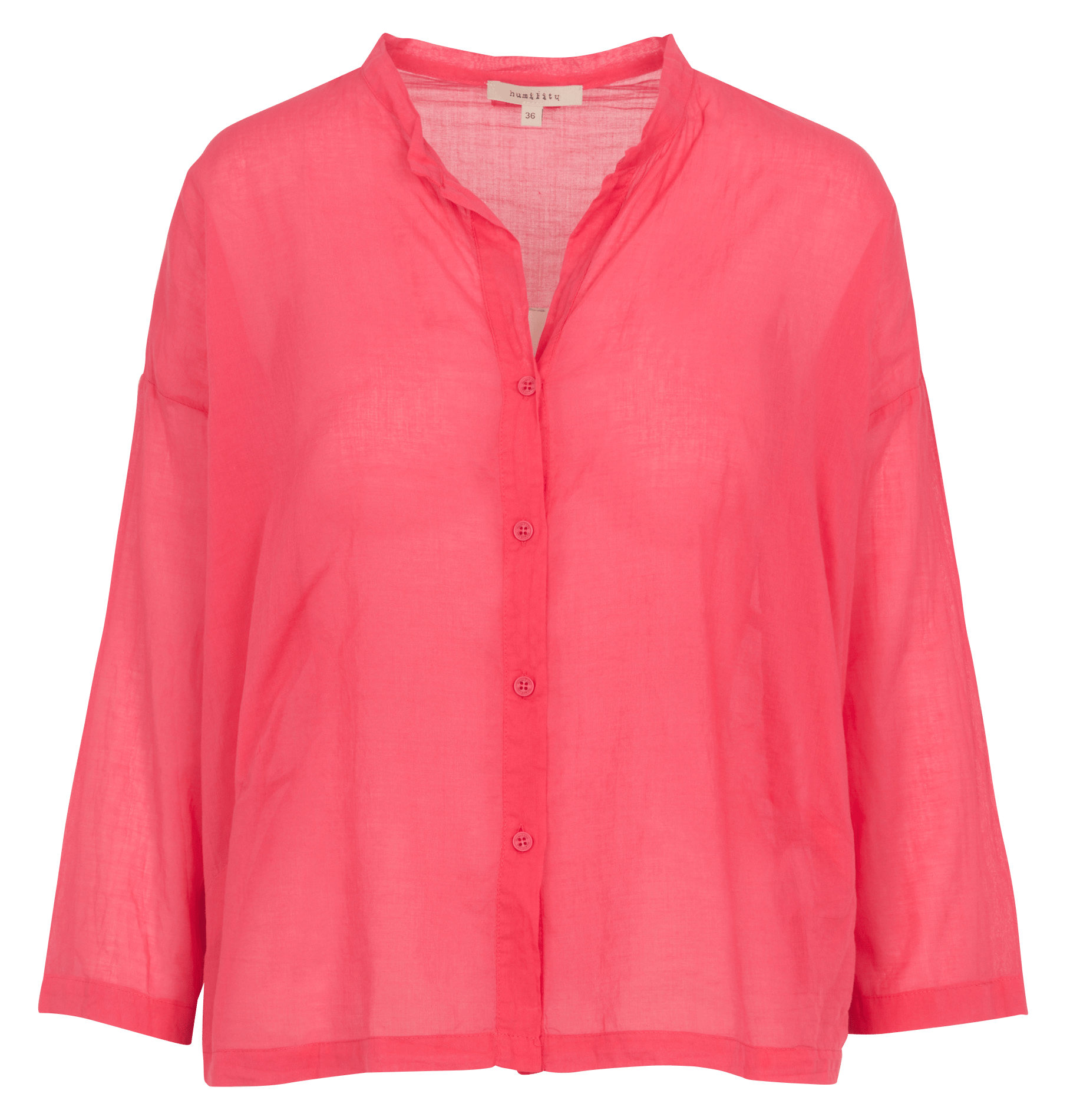 Chemise col tunisien en coton HUMILITY Rouge