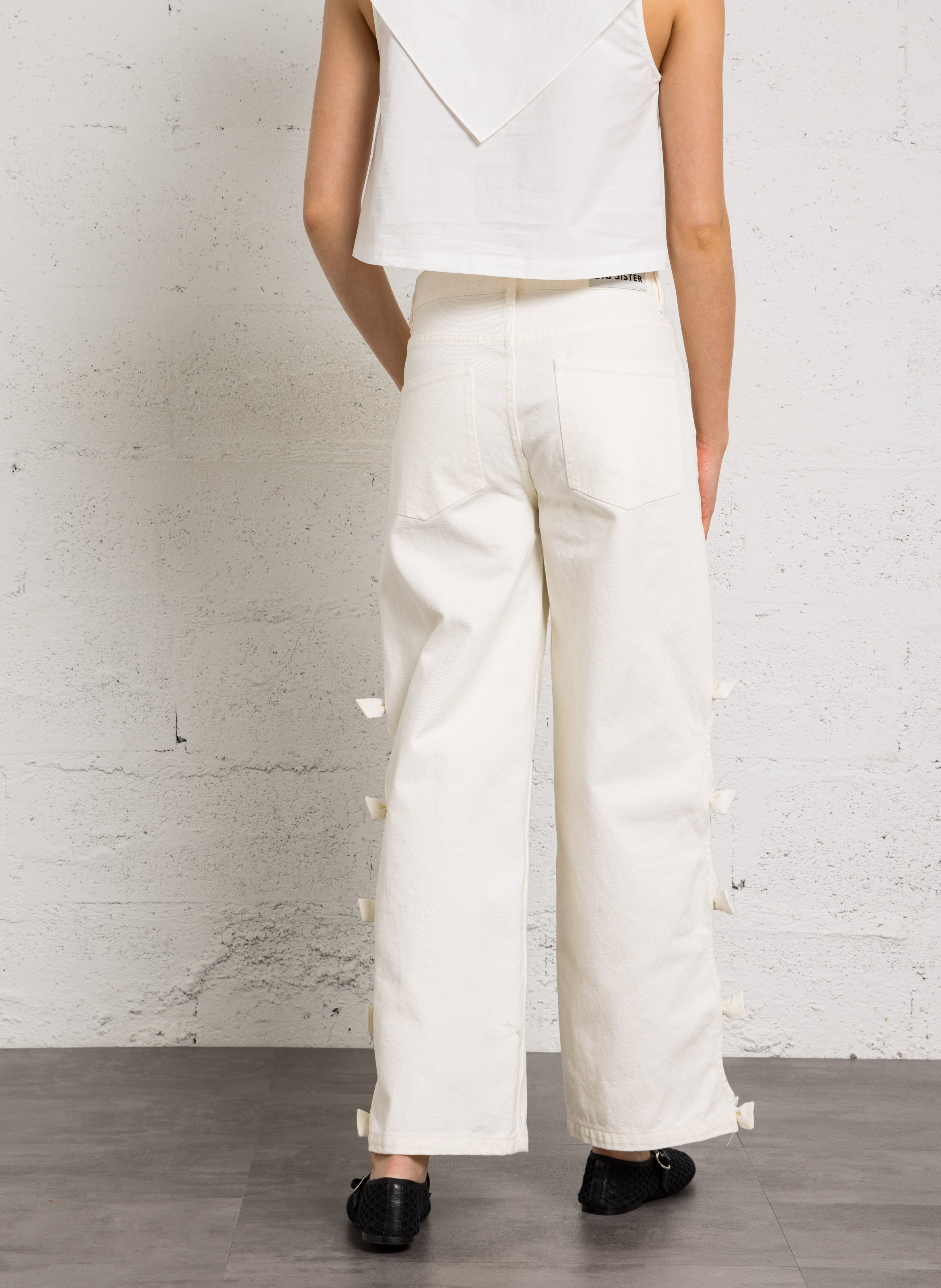 Jean droit en coton THE TINY BIG SISTER Blanc