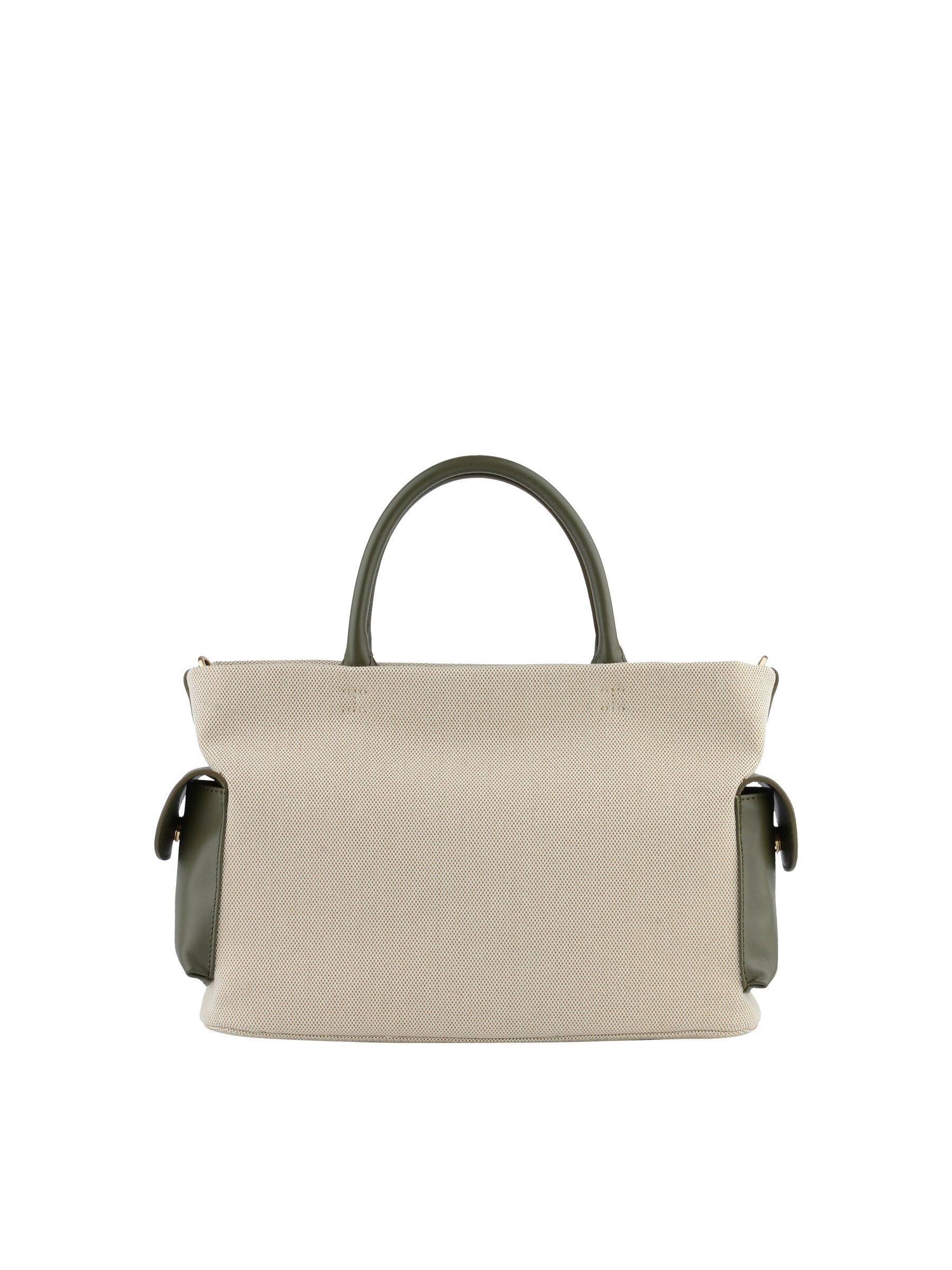 Calfskin leather handbag POURCHET Khaki