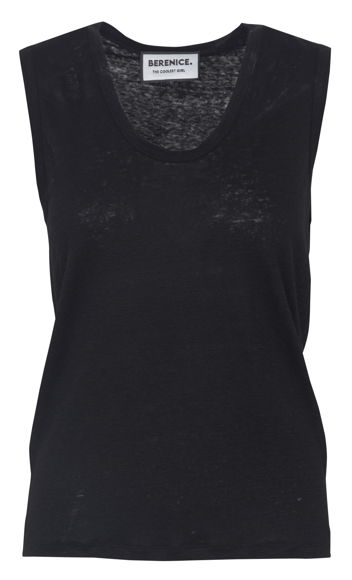 Rechte, linnen singlet met ronde hals BERENICE