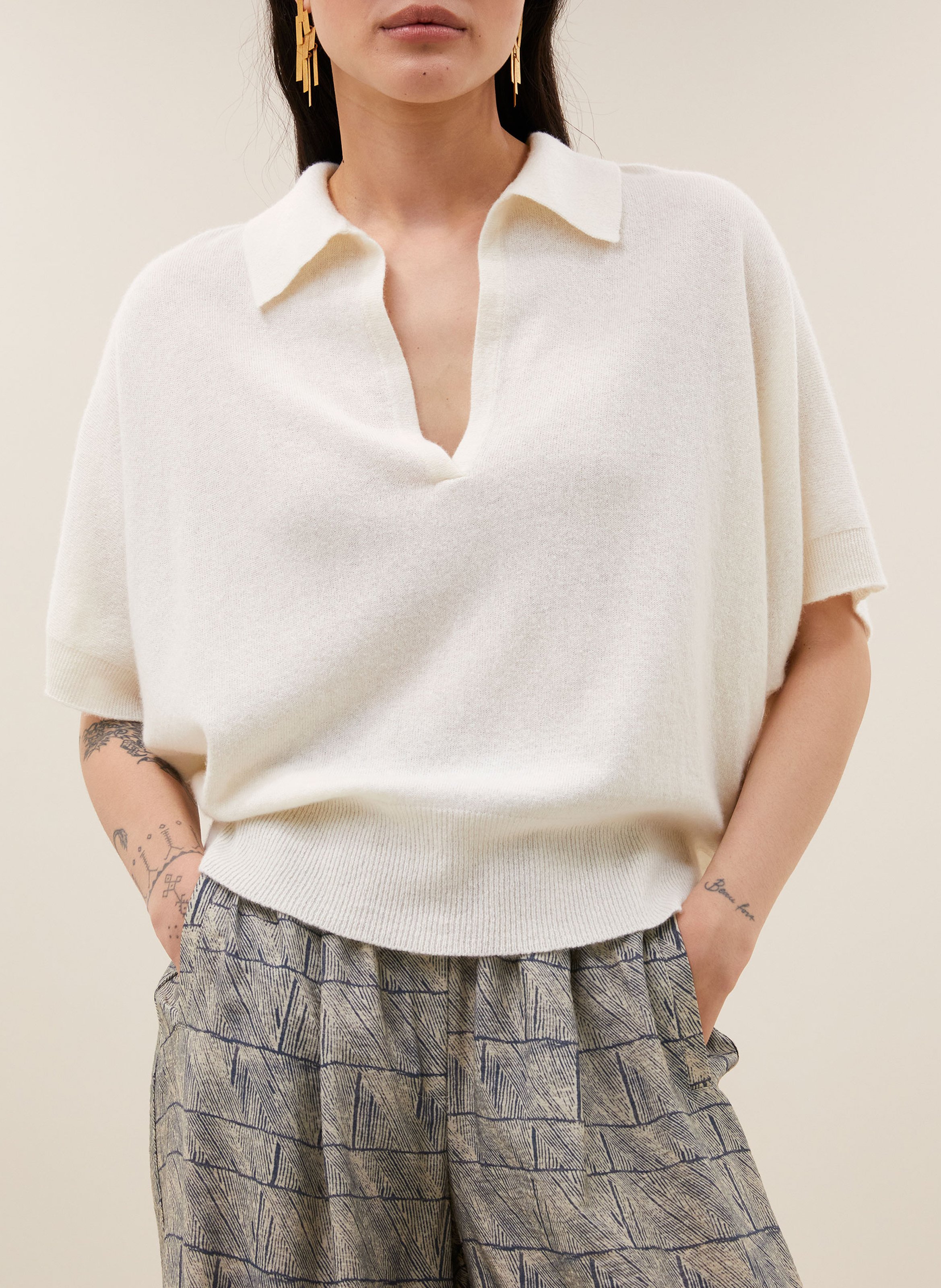 Poloshirt van gemengde wol BY BAR Wit