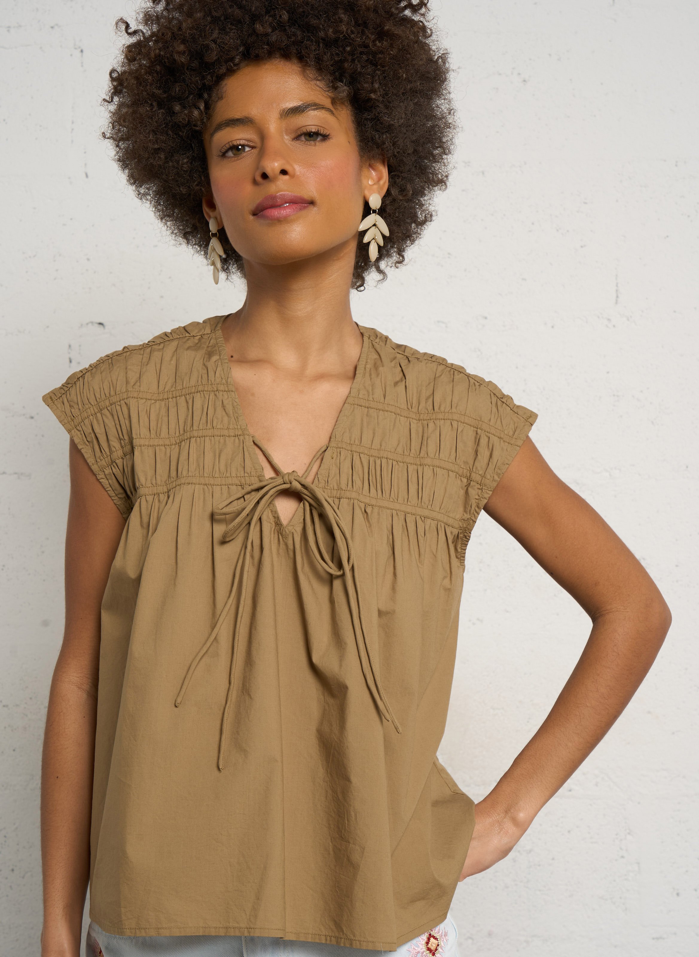 Weit geschnittenes Baumwoll-Top FEEKA Grun