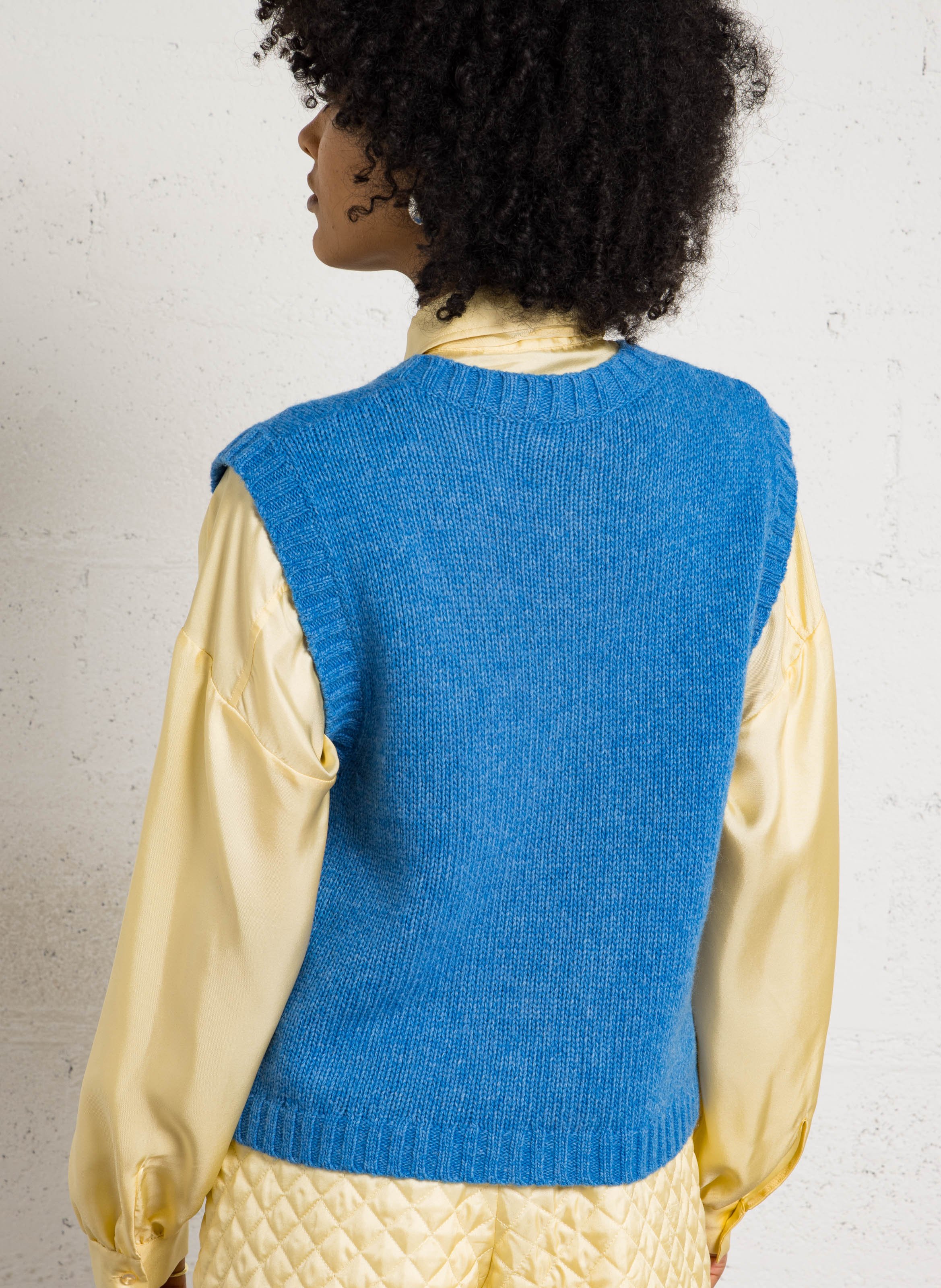 Gilet droit boutonné en laine mélangée STELLA NOVA Bleu