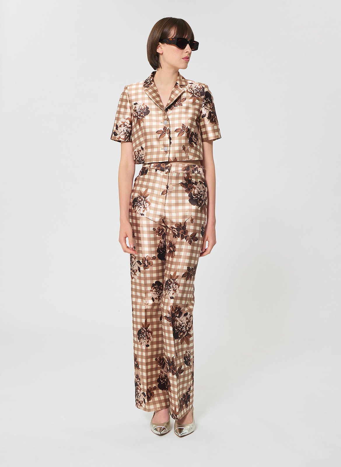 Straight printed pants TARA JARMON Beige