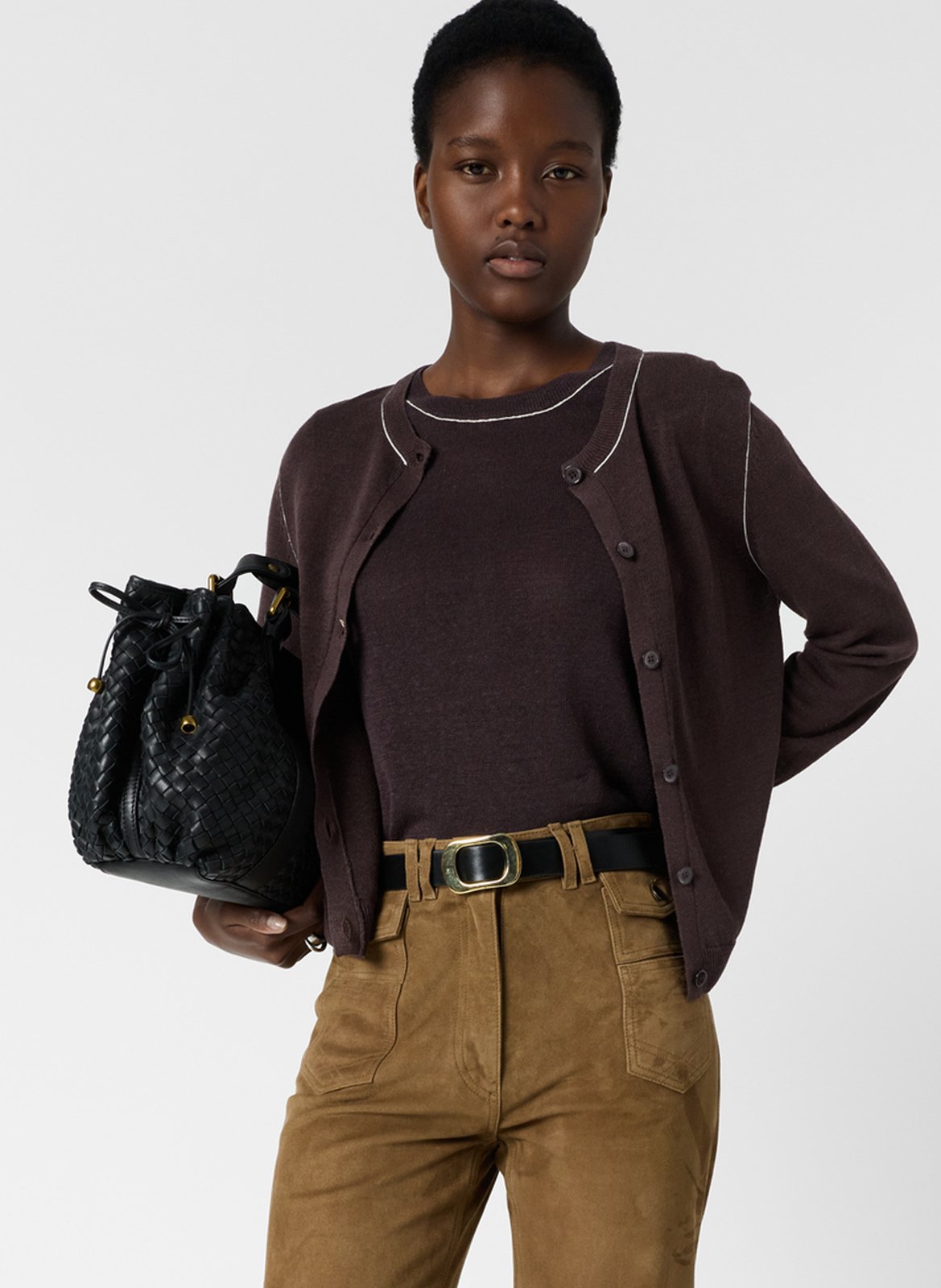 Gilet col rond en lin mélangé GERARD DAREL