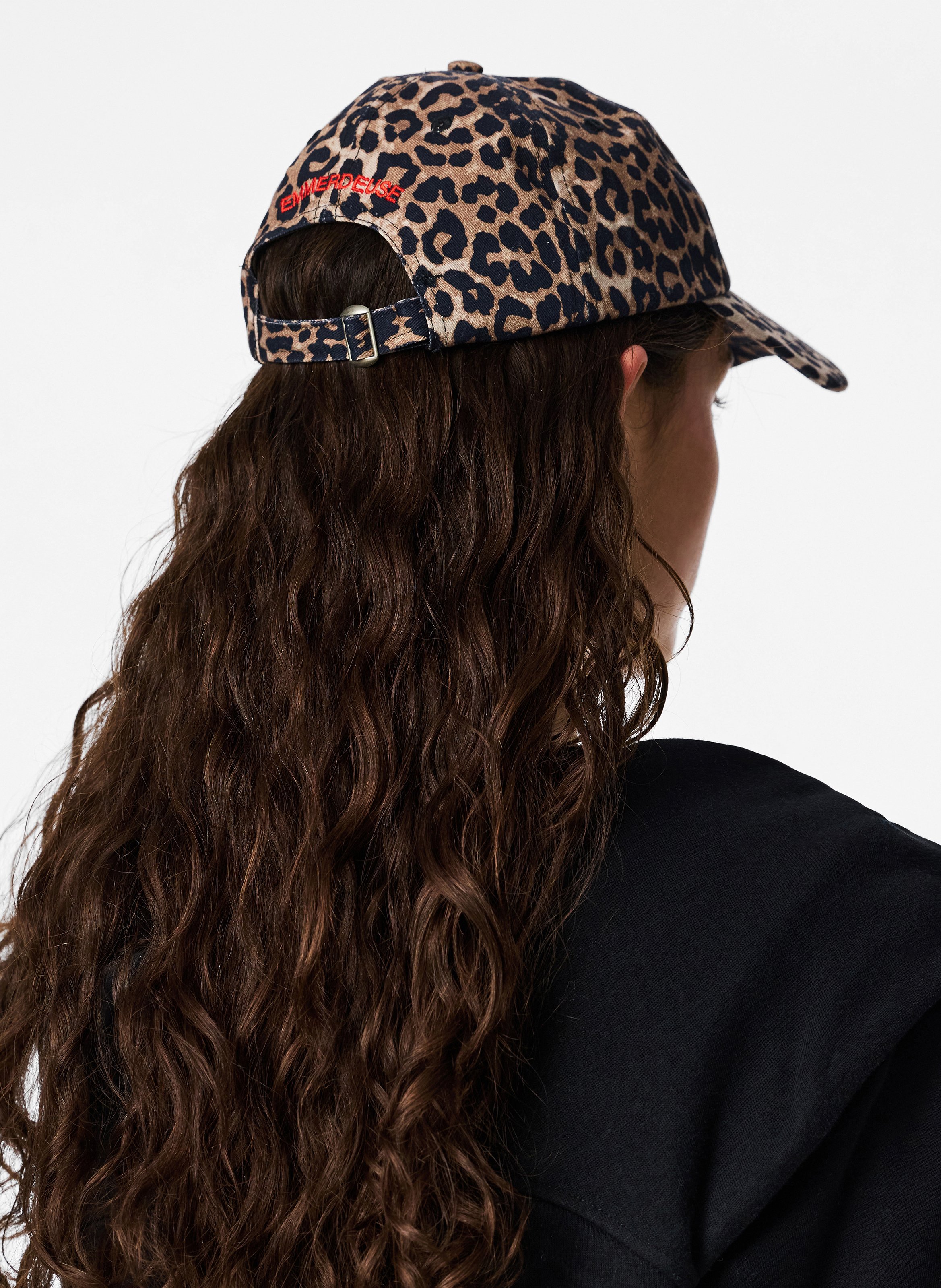 Casquette en coton mélangé imprimé PIECES Noir