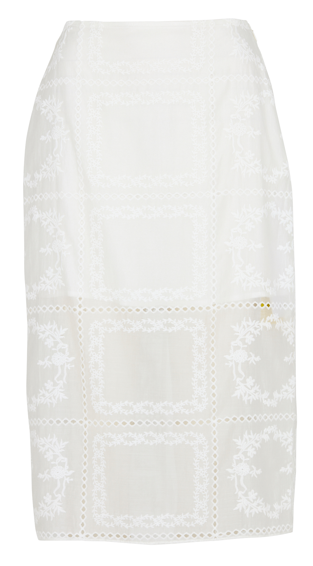 Jupe midi brodée BERENICE Blanc