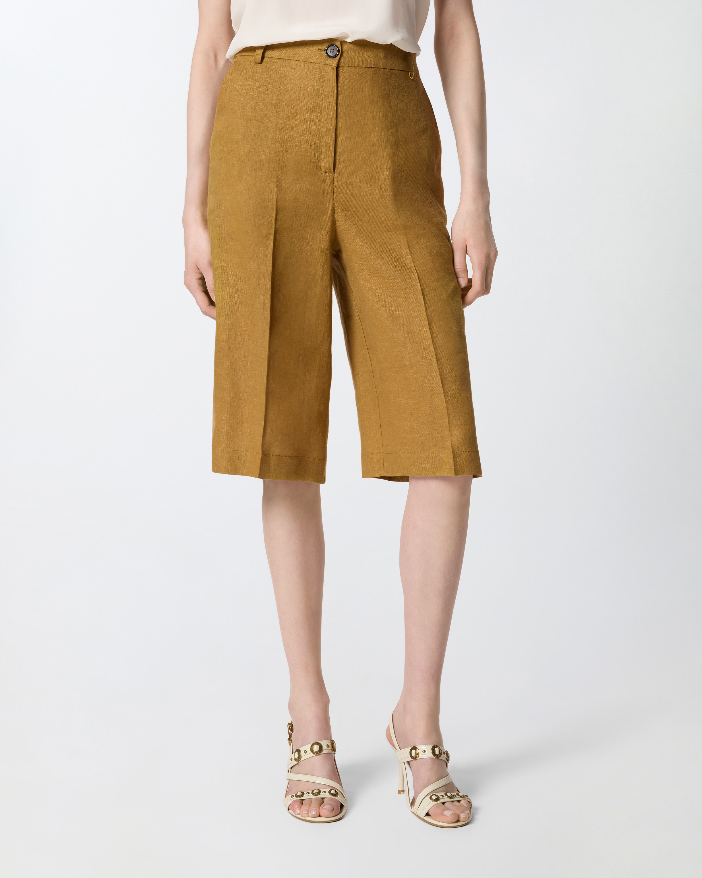 Bermuda en lin à pli marqué PINKO Orange