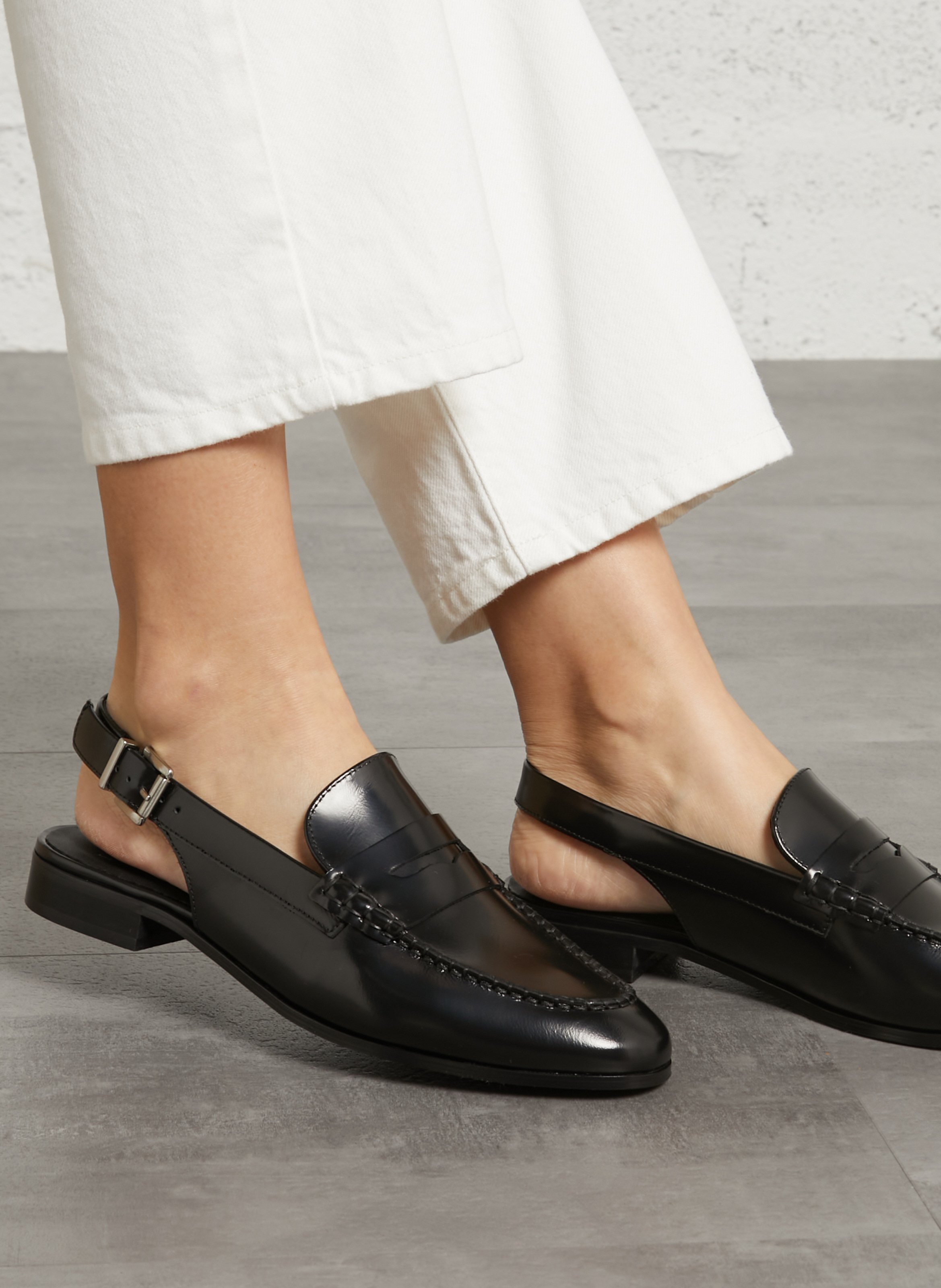 Mocassins slingbacks en cuir lisse IKKS Noir
