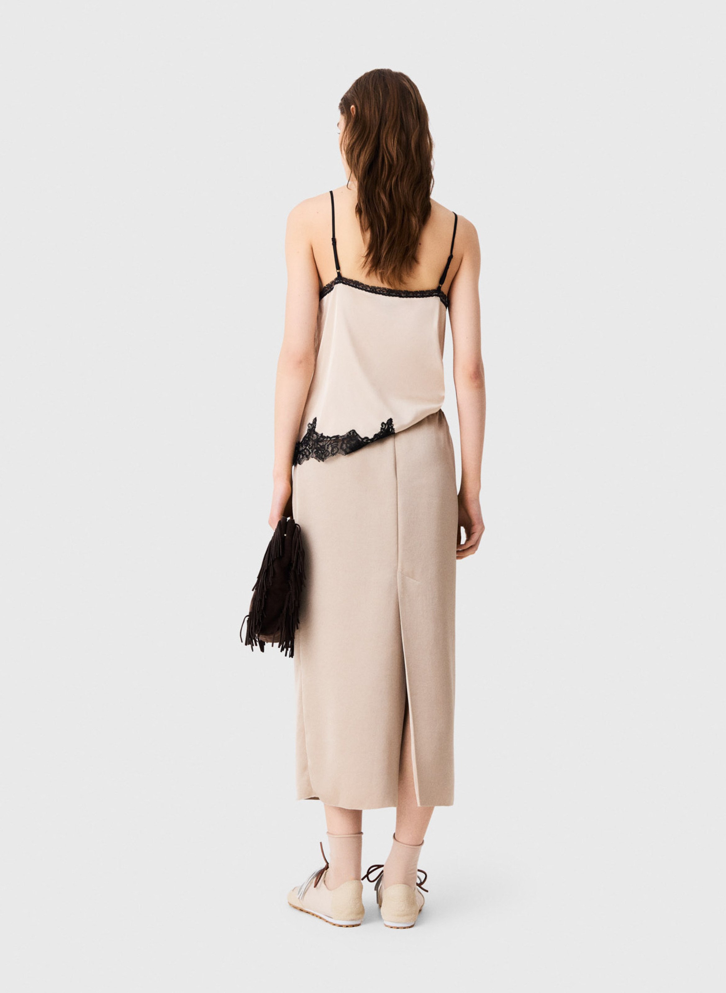 Lange, rechte rok MAJE Beige