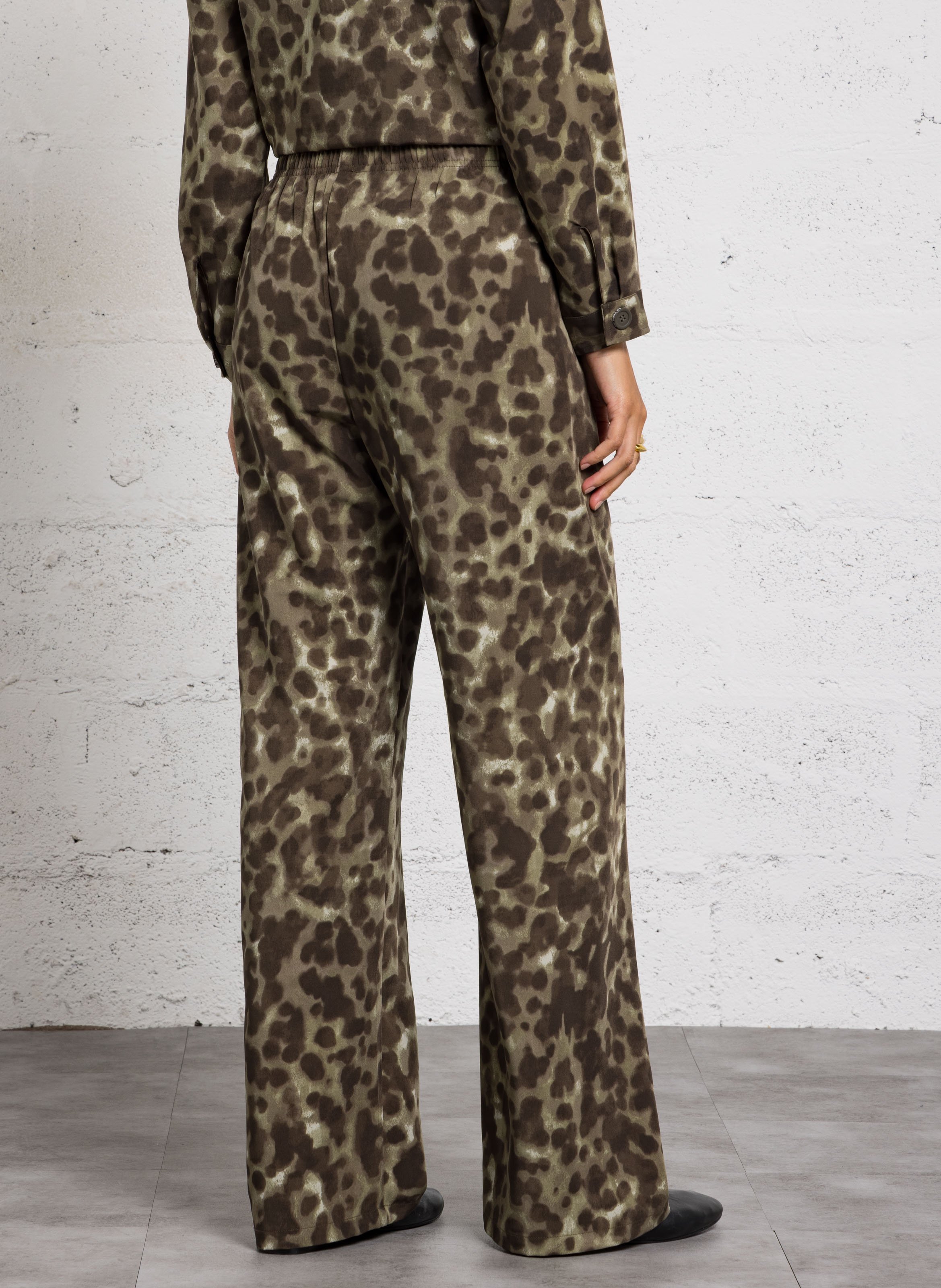 Printed wide-leg pants LE TEMPS DES CERISES Green
