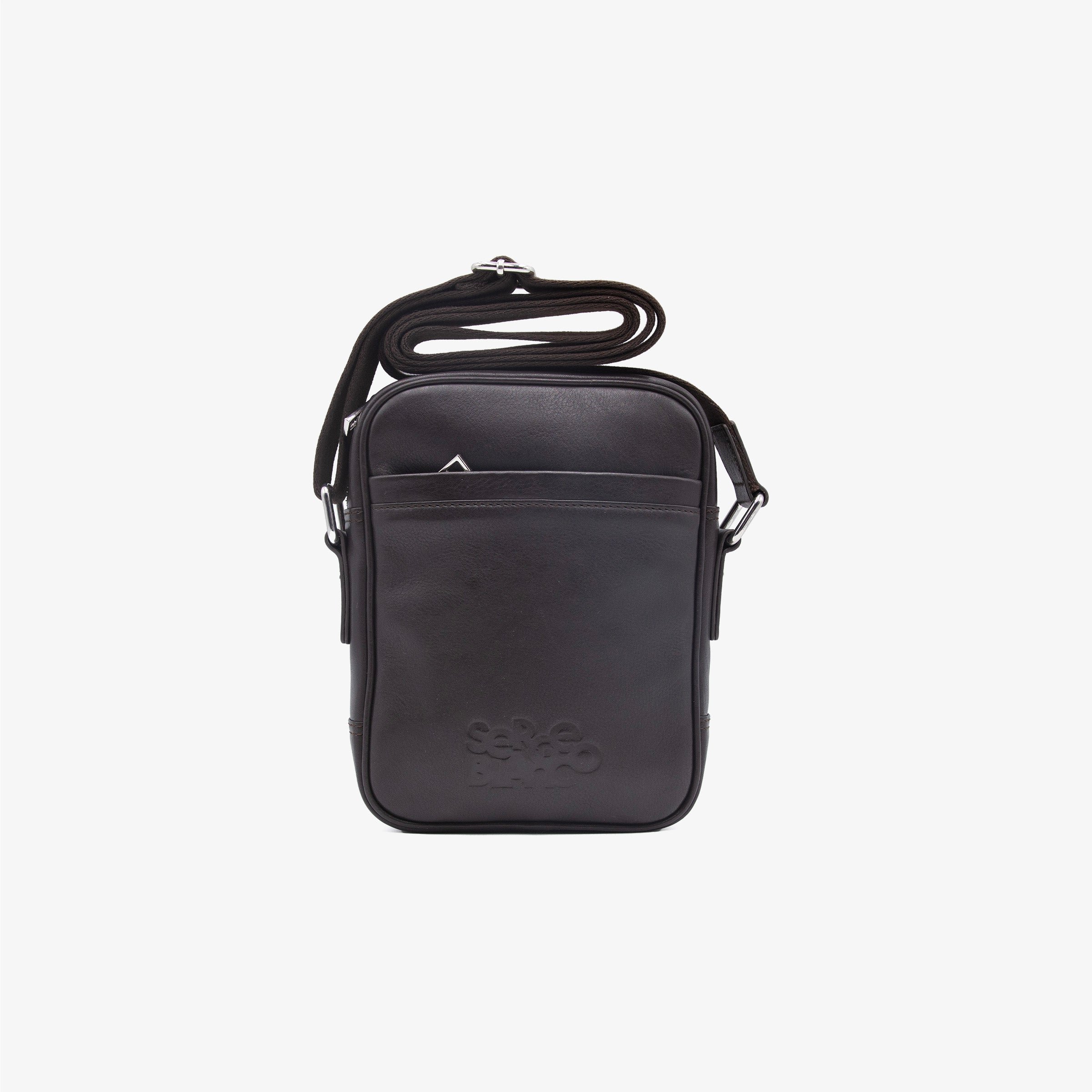 Leather pouch with embossed logo SERGE BLANCO Brown