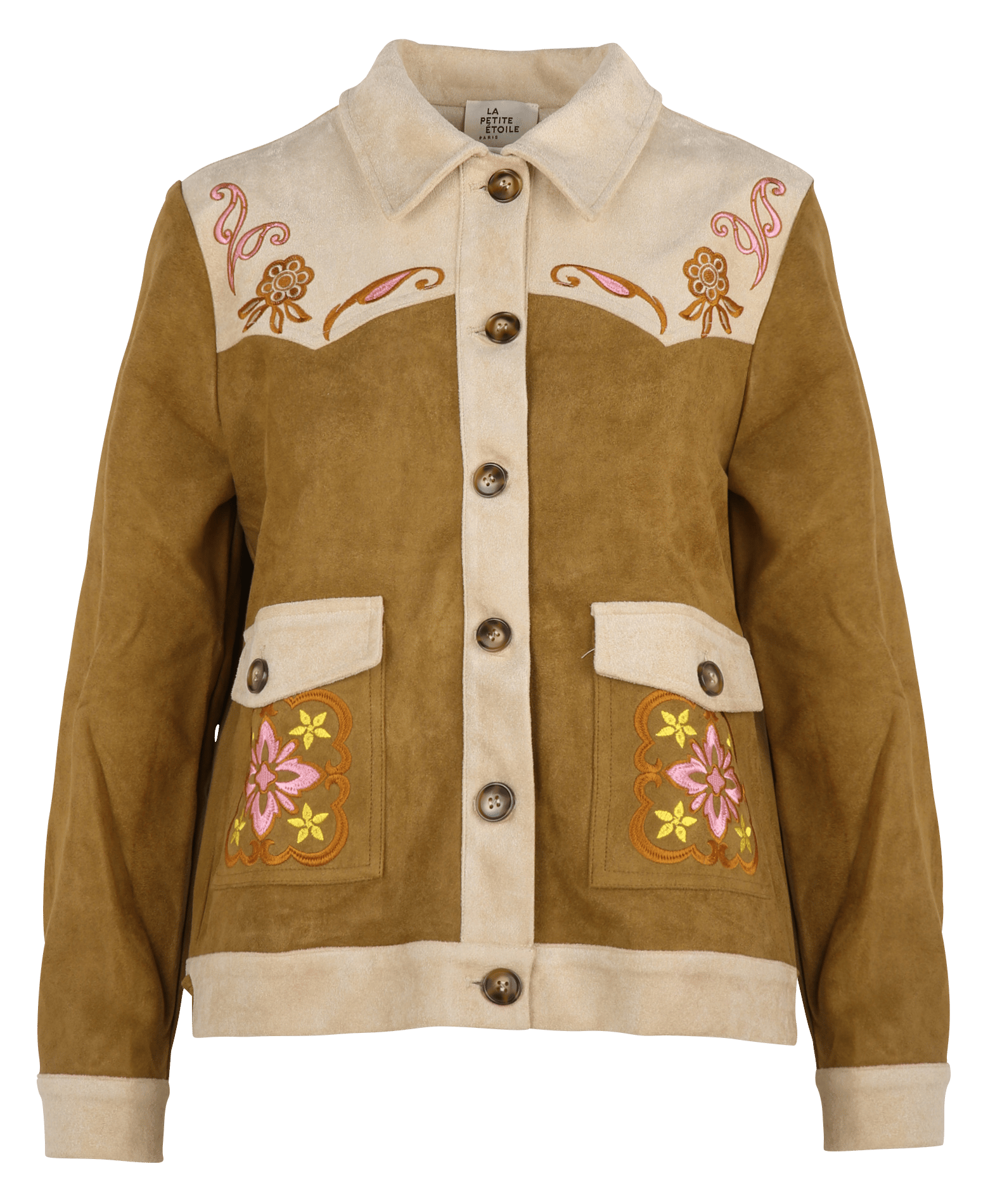 Western jacket with suede effect panels LA PETITE ETOILE Khaki