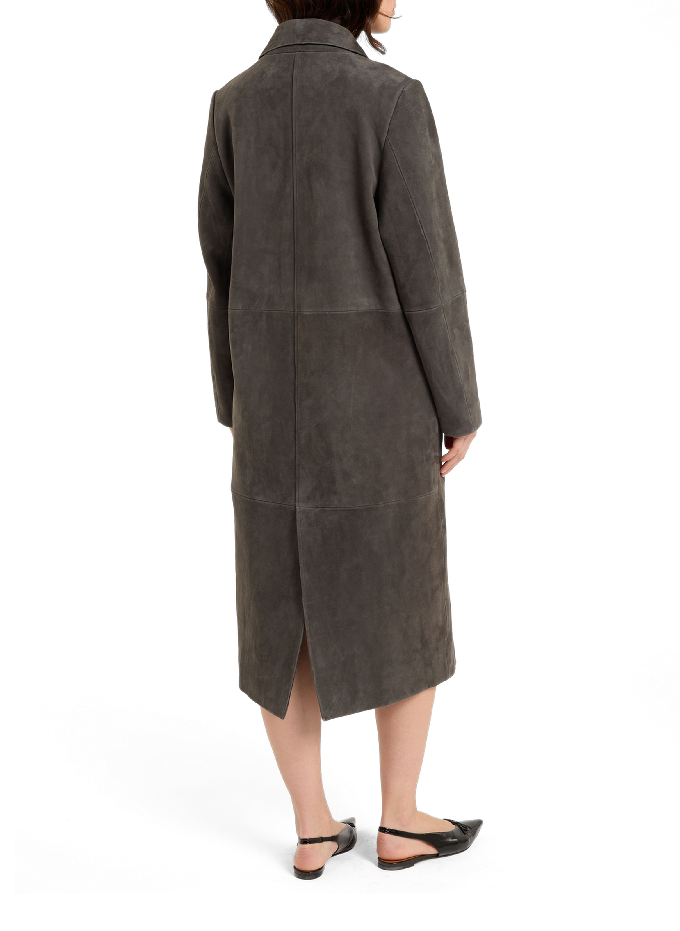 Long suede leather jacket ucara in goat suede SAISON 1865 Grey