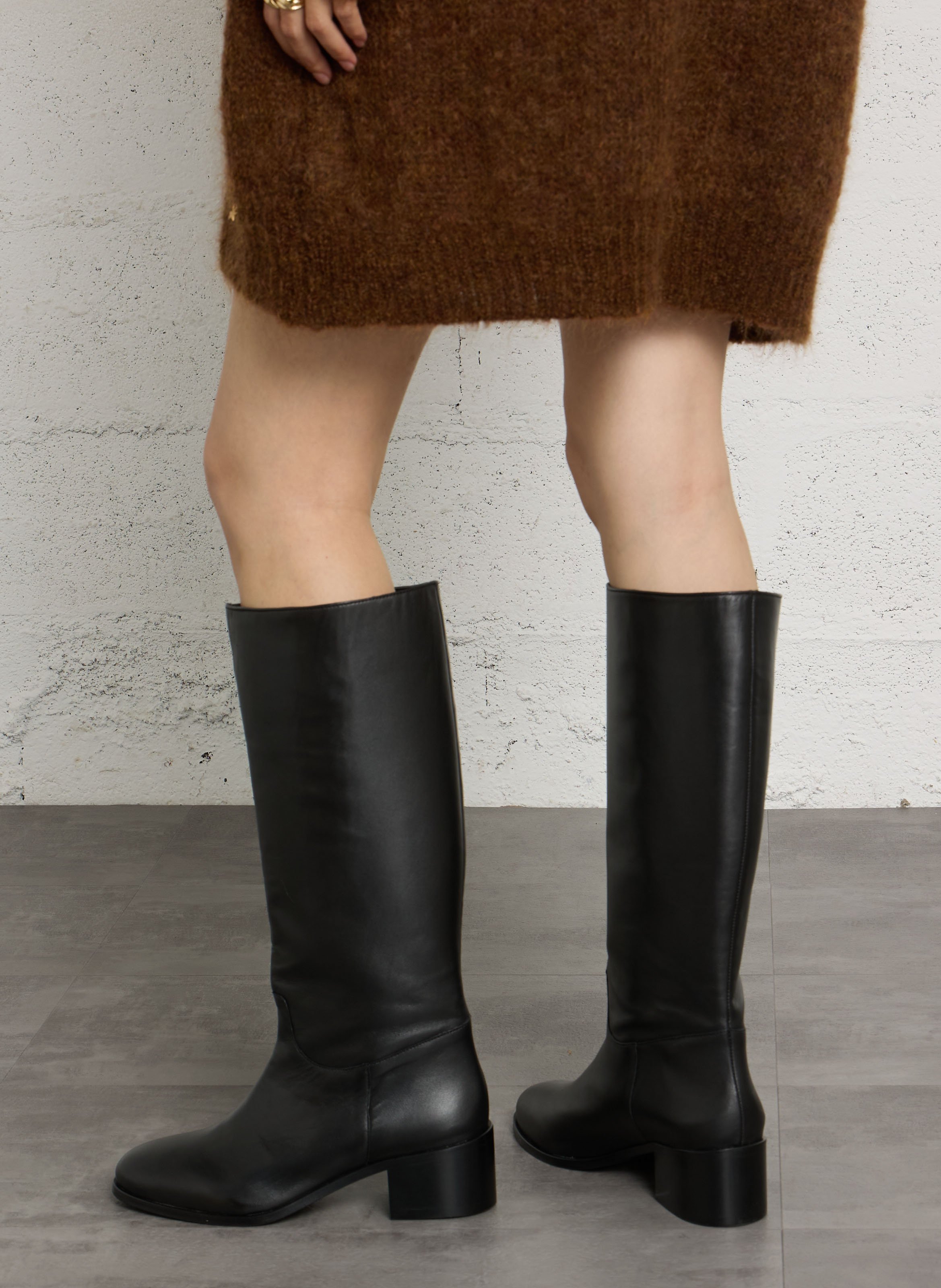 Leather mid-calf boots BOBBIES Black