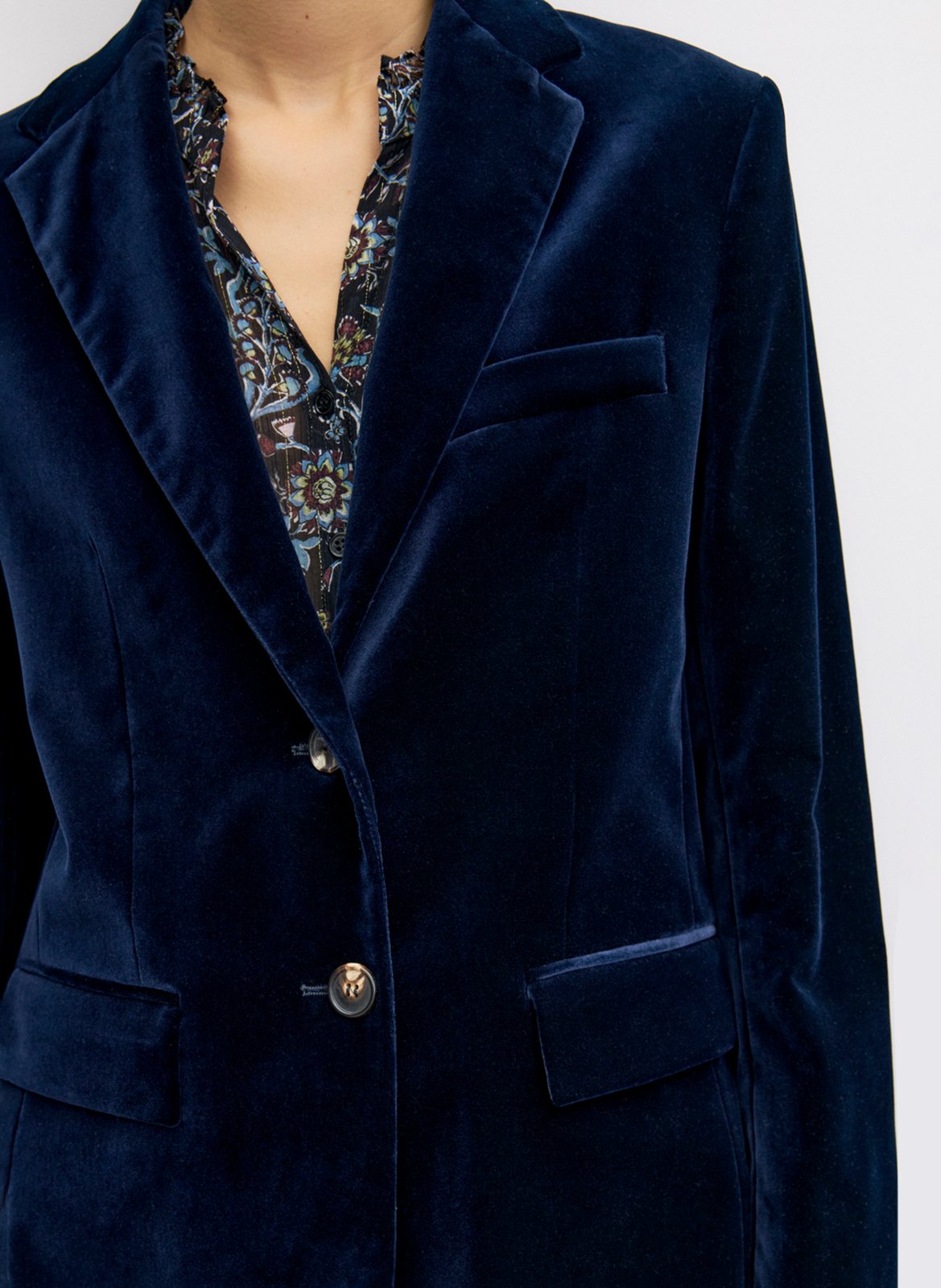 Fitted velvet cotton blend blazer GERARD DAREL Blue