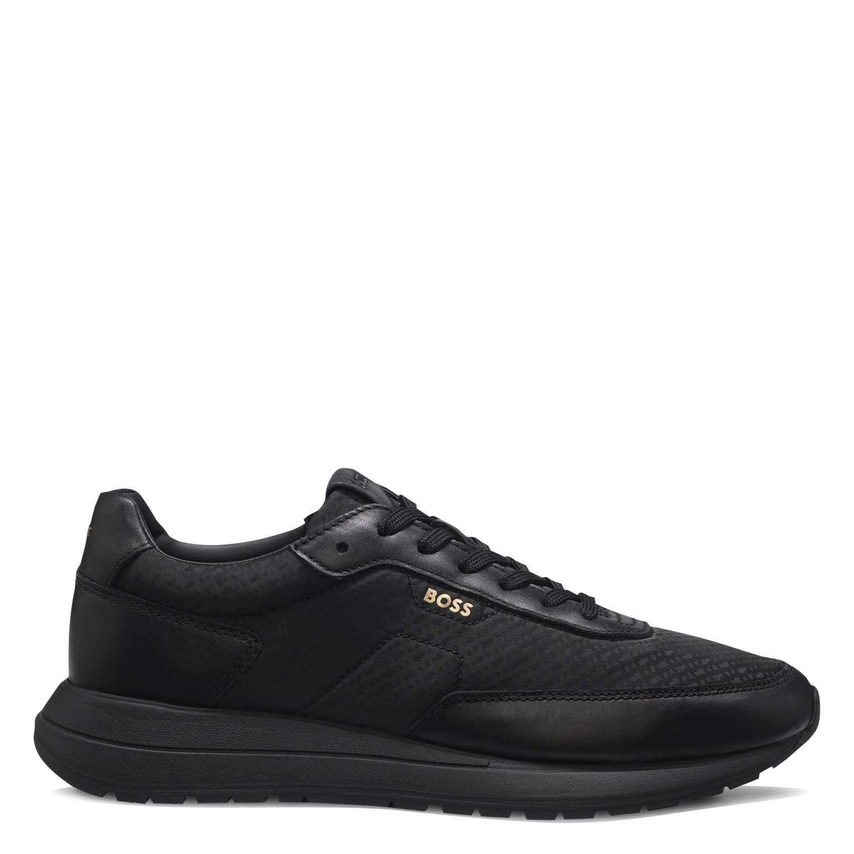 Lace-up leather trainers BOSS Black