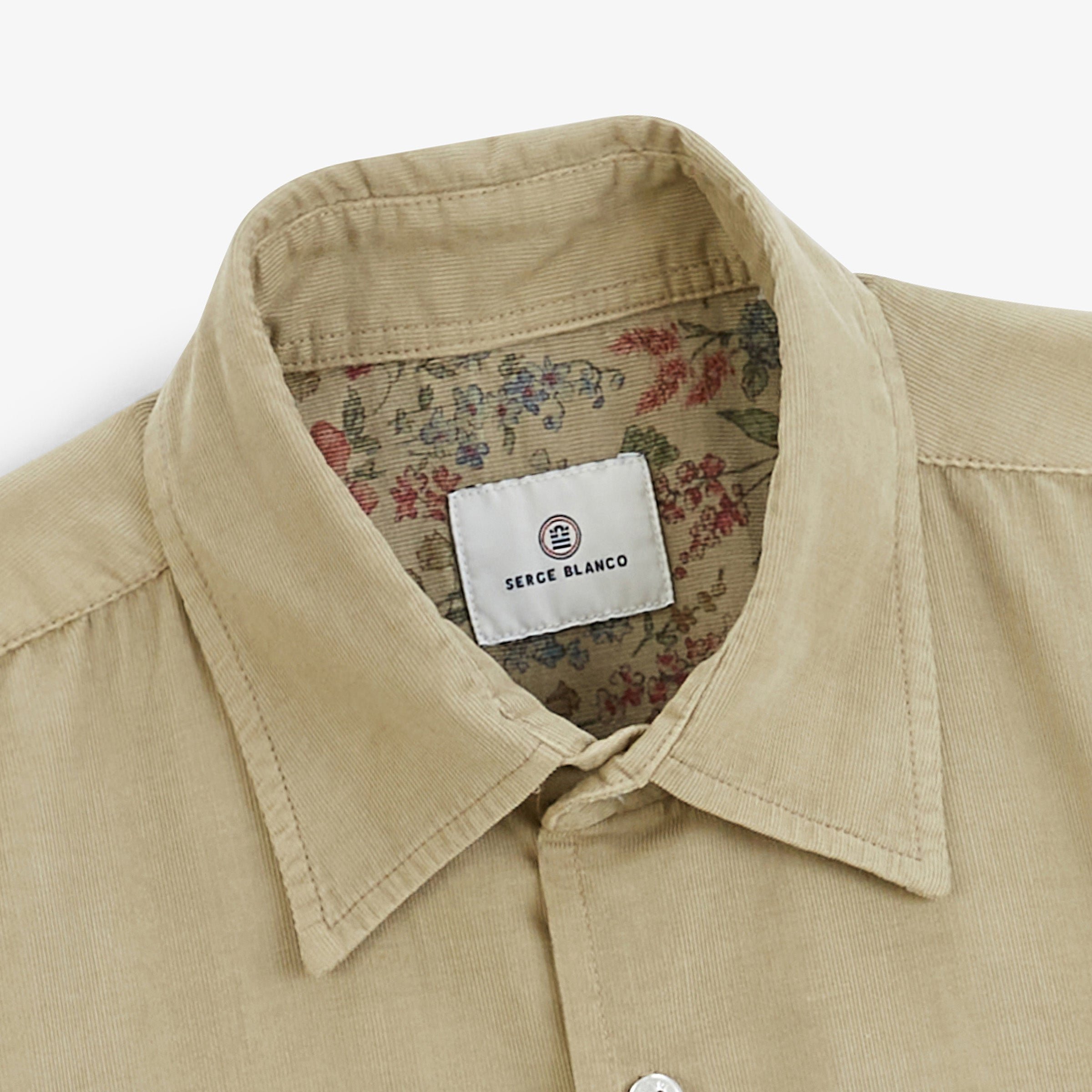 Beige Travertine Corduroy Long Sleeve Shirt SERGE BLANCO Beige