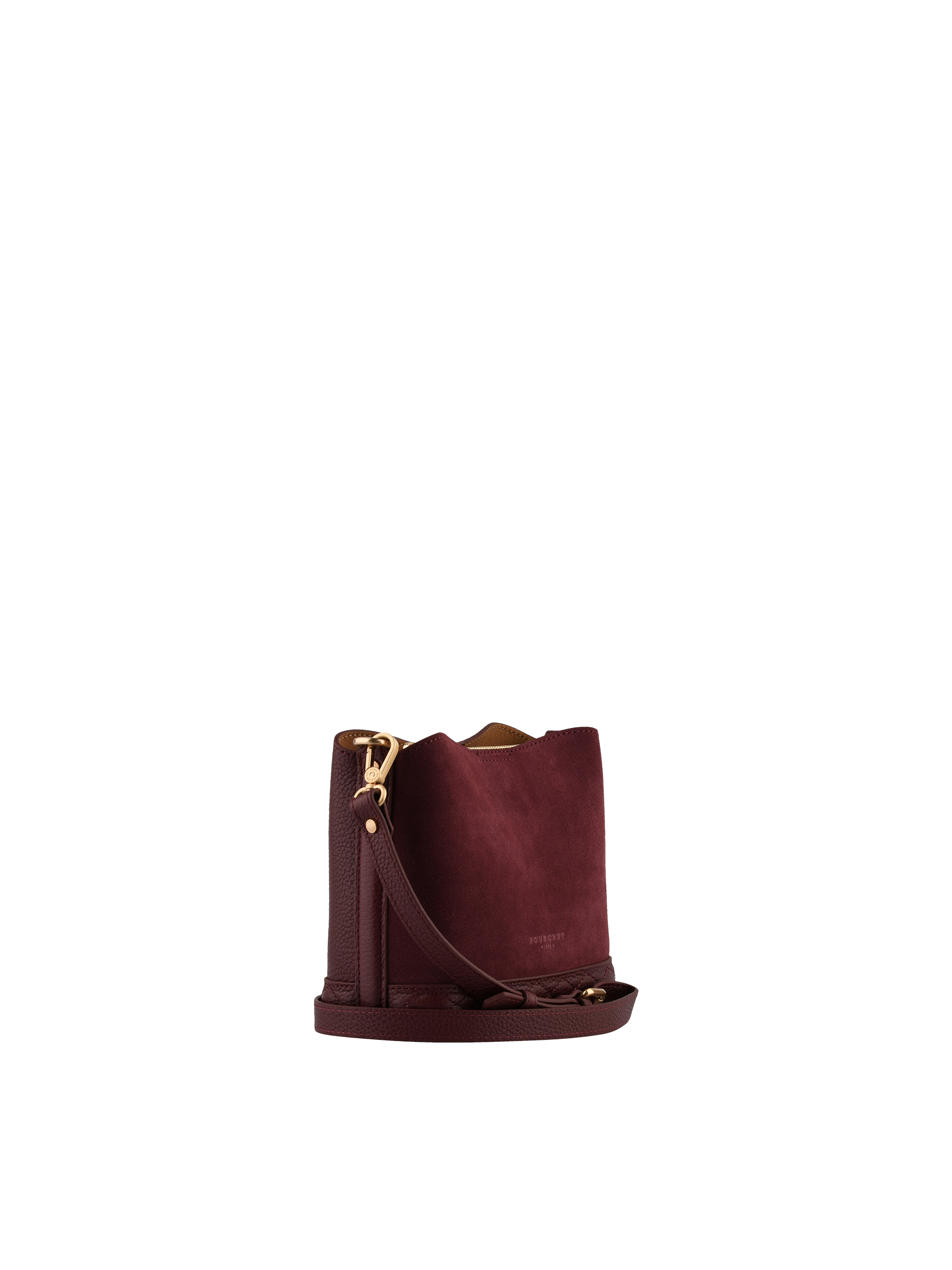 Sac porté épaule en cuir de vachette façon daim POURCHET Rouge