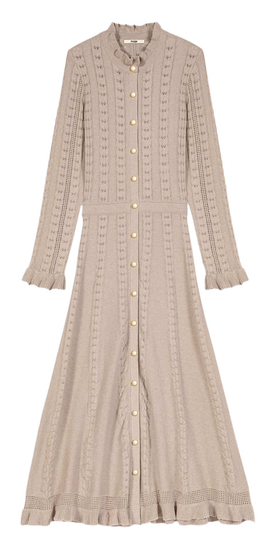 Robe longue en coton mélangé MAJE Beige