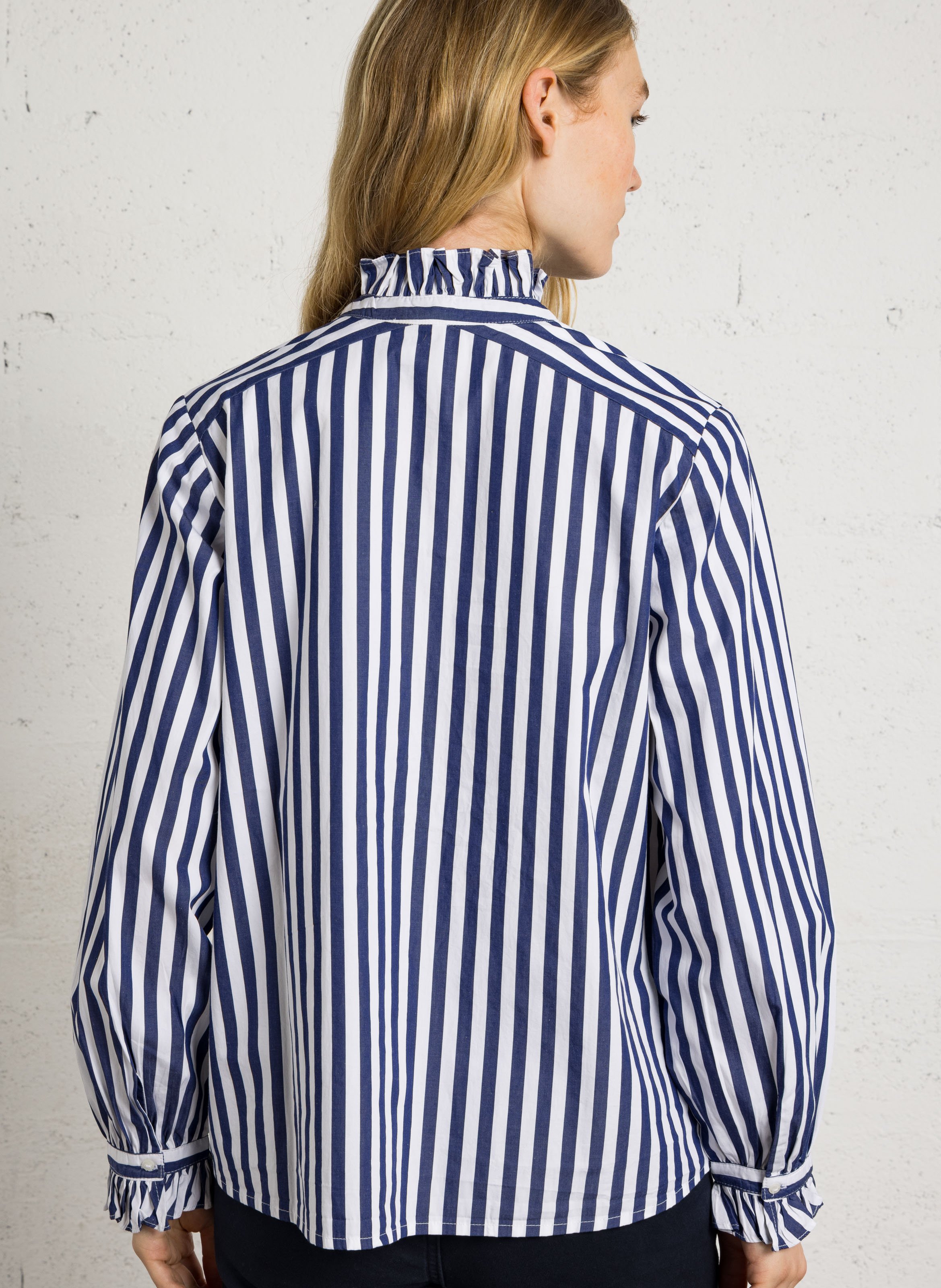 Chemise droit à rayures en coton SUD EXPRESS Bleu
