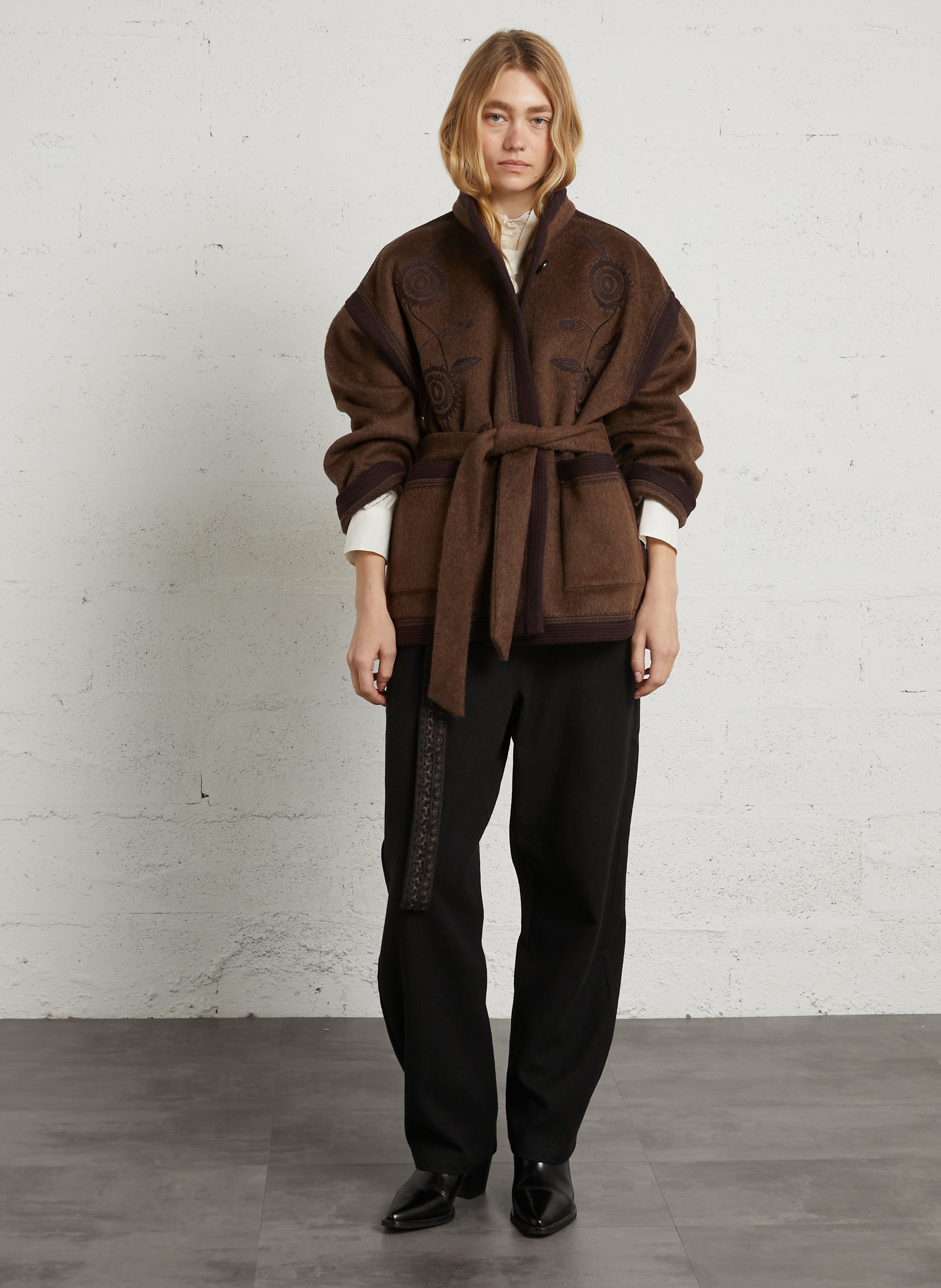Mantel im Kimono-Stil aus Wollmischung ANTIK BATIK Braun