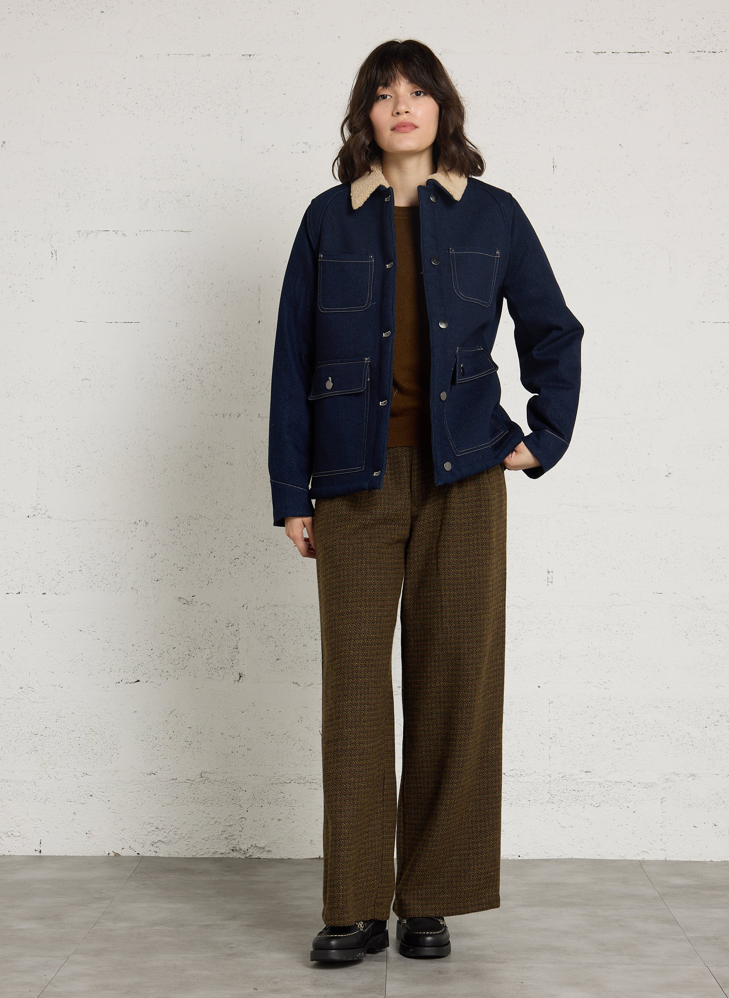 Veste denim droit col classique en coton SUD EXPRESS Bleu