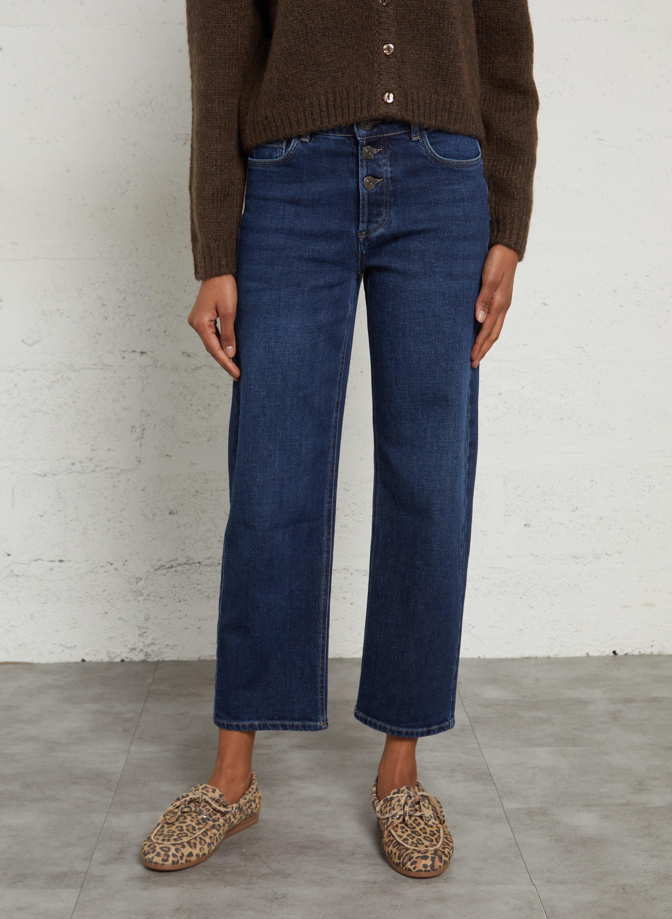 Loose, oversized girlfriend high-waisted jeans, length 34 MAISON 123 Blue