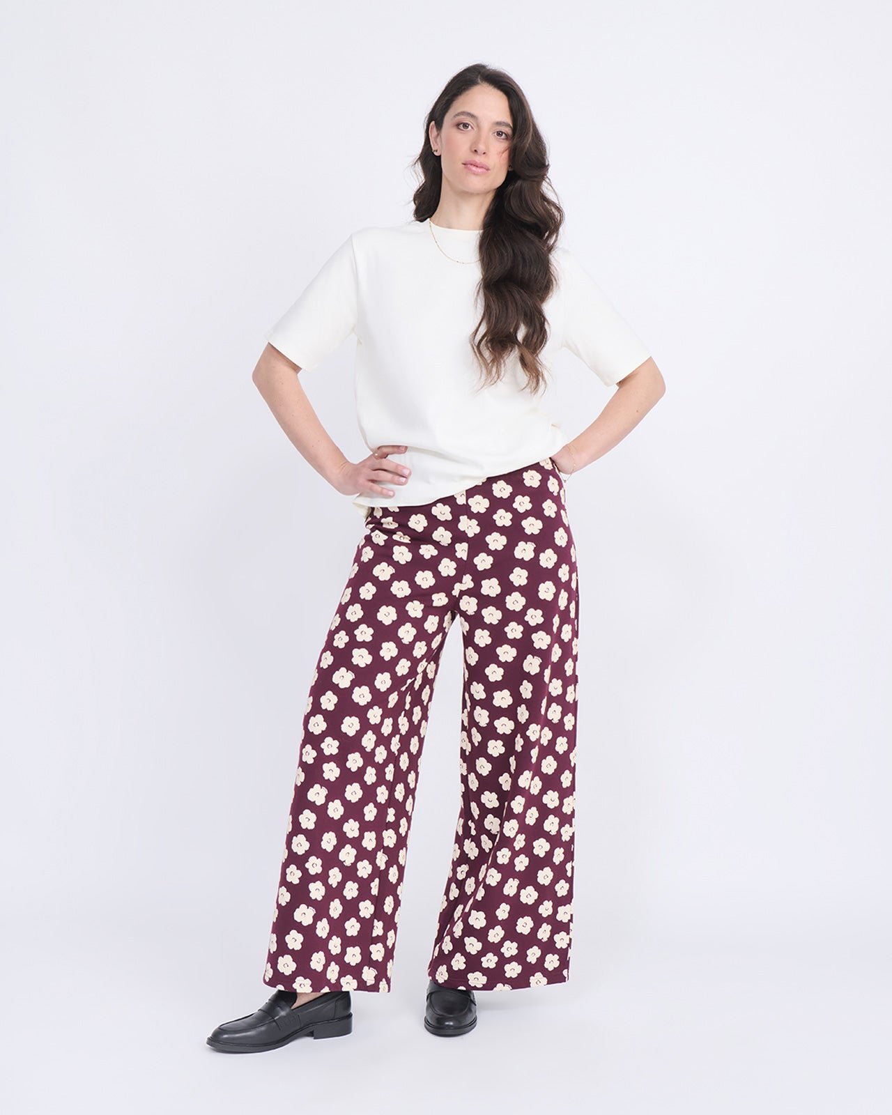 Organic cotton floral print pants EMOI EMOI Red