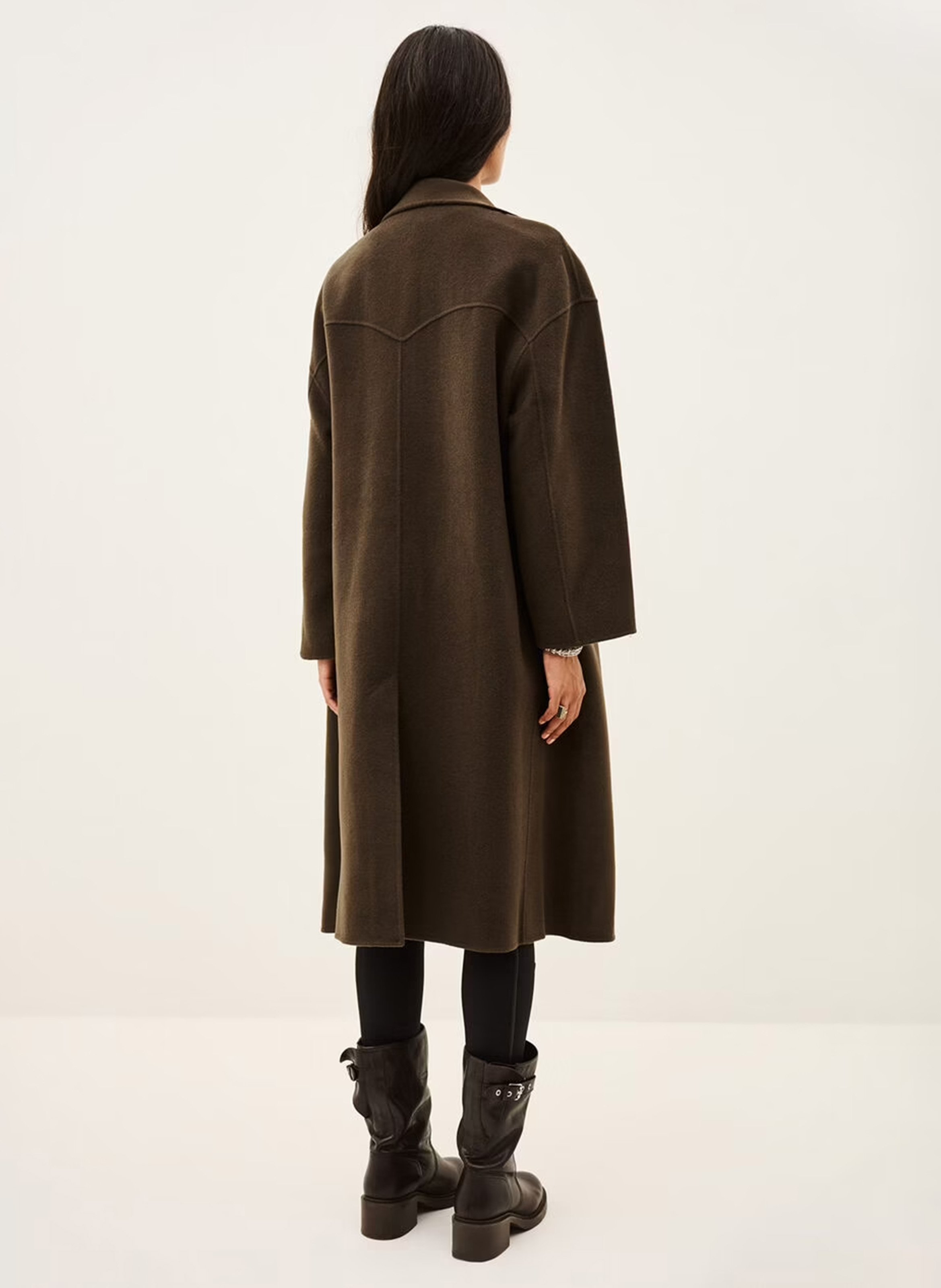 Manteau col montant en laine mélangée BA&SH Kaki