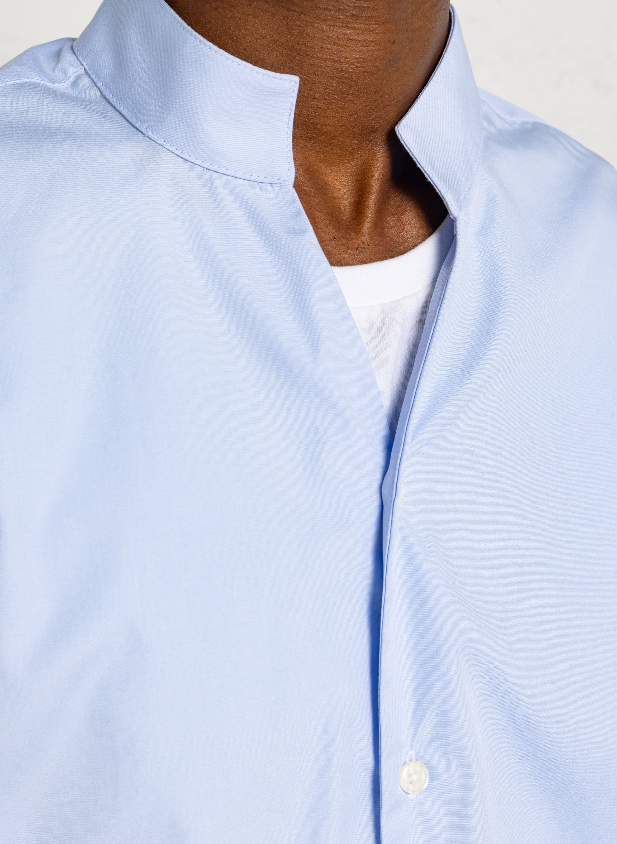Chemise col mao en coton AU PRINTEMPS PARIS Bleu