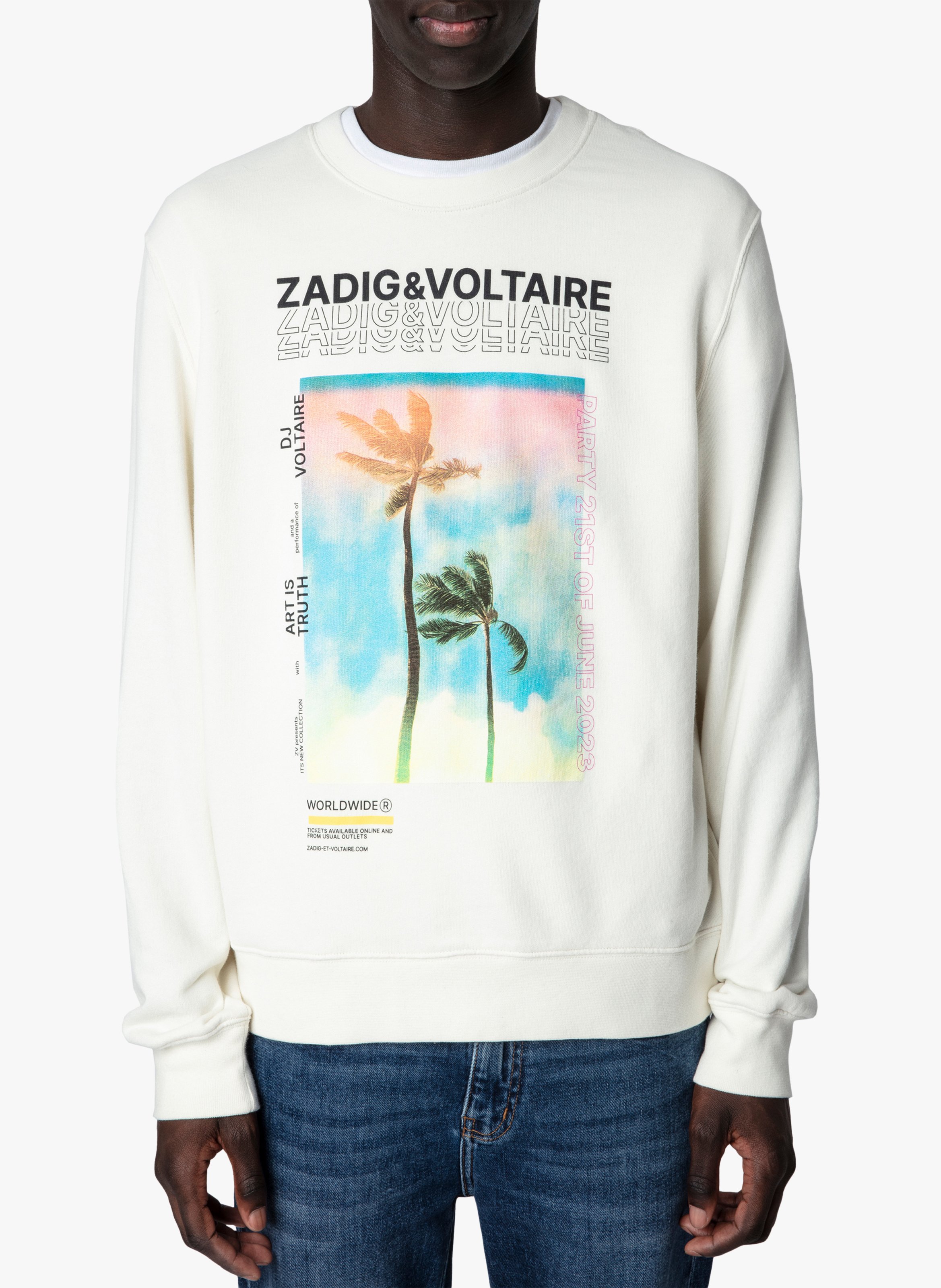 Sweat col rond en coton mélangé BlancZADIG&VOLTAIRE
