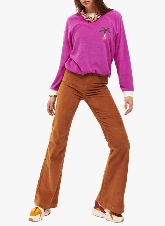 Pantalon flare en velours côtelé Victoria Marron Wild Femme