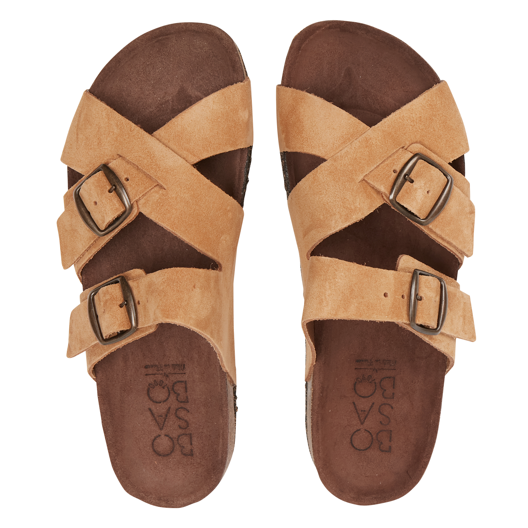 Platte, suède sandalen BOSABO Beige
