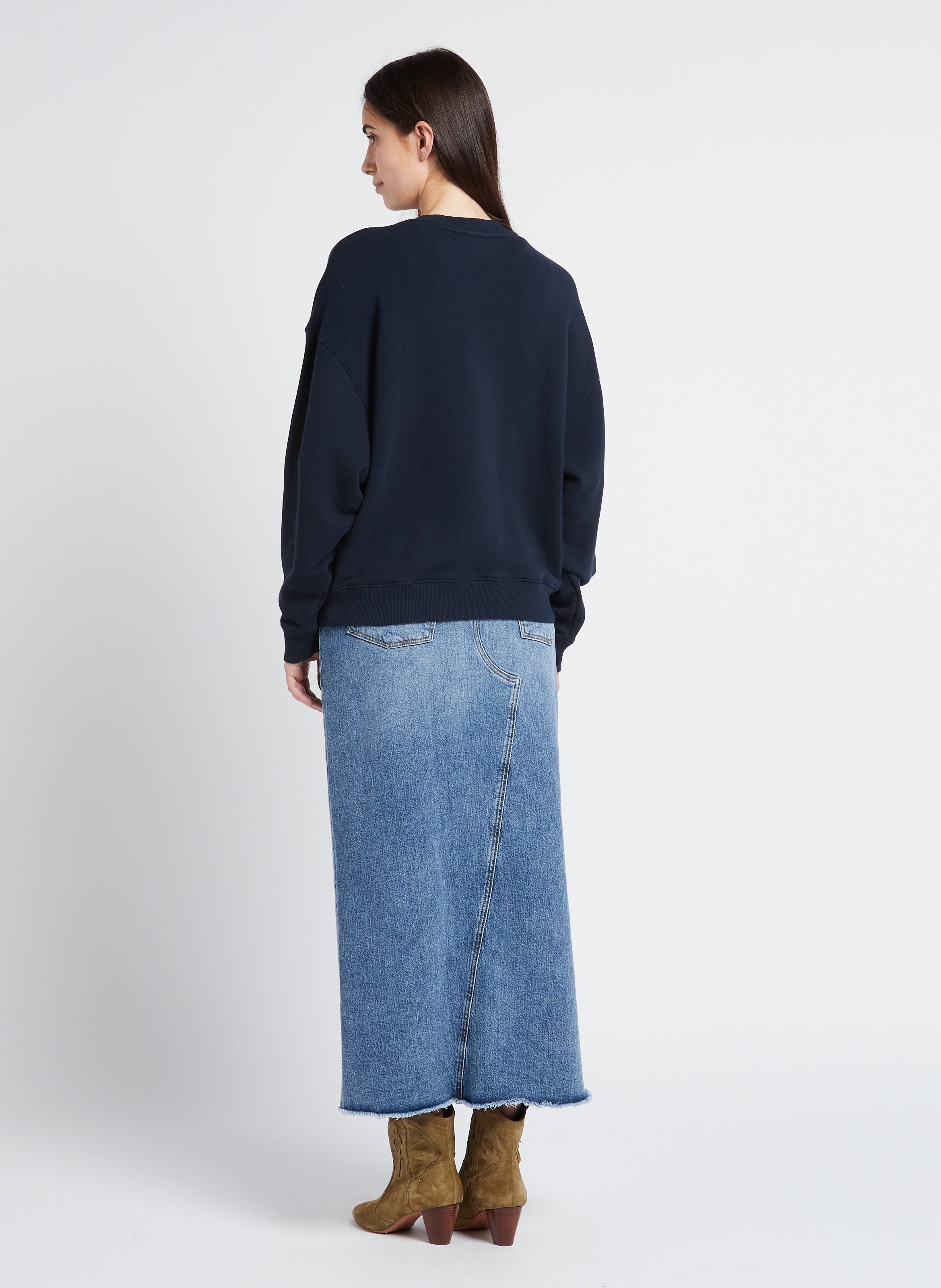 Pull oversize col rond en coton mélangé BA&SH Bleu