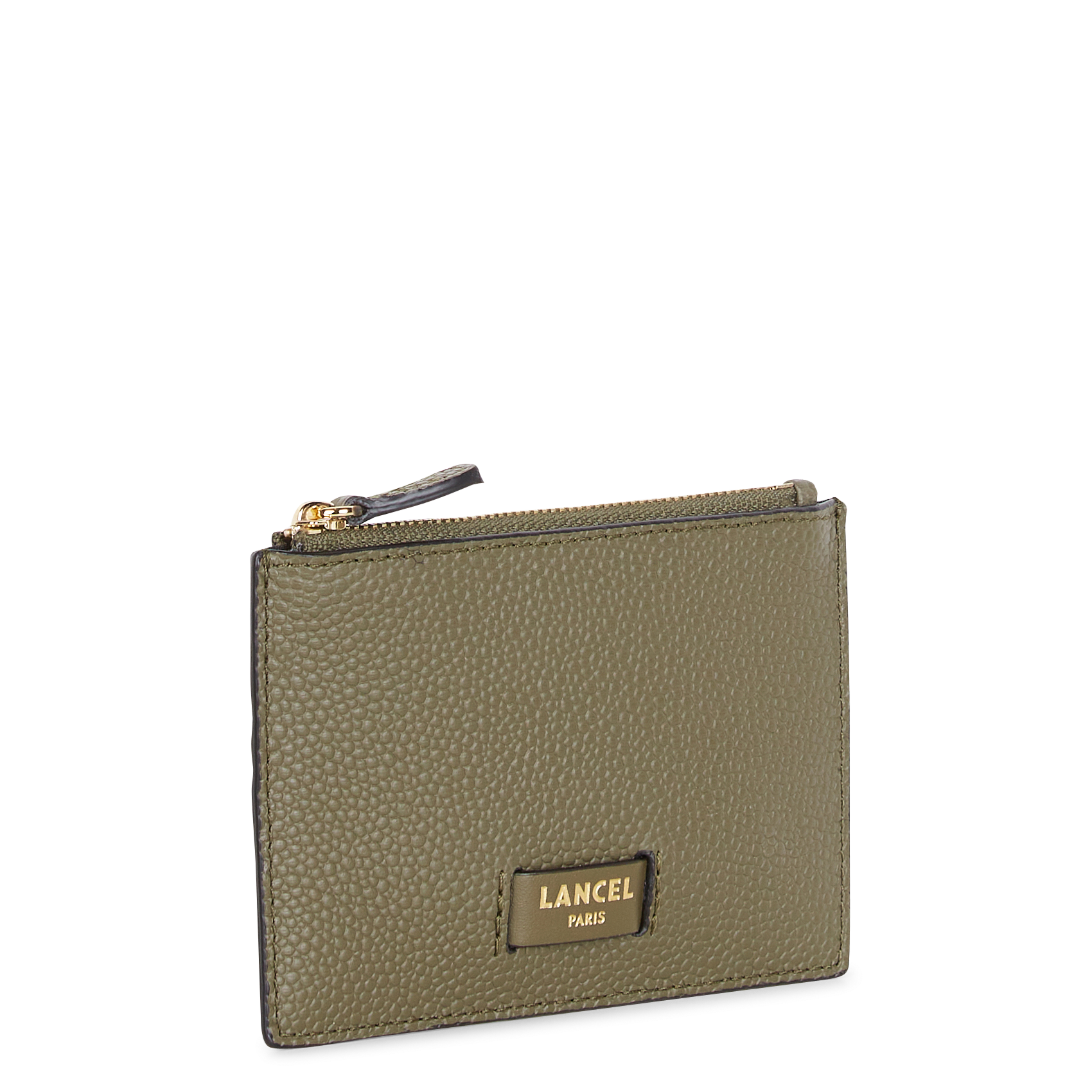 Porte-carte en cuir de vachette grainé LANCEL Kaki