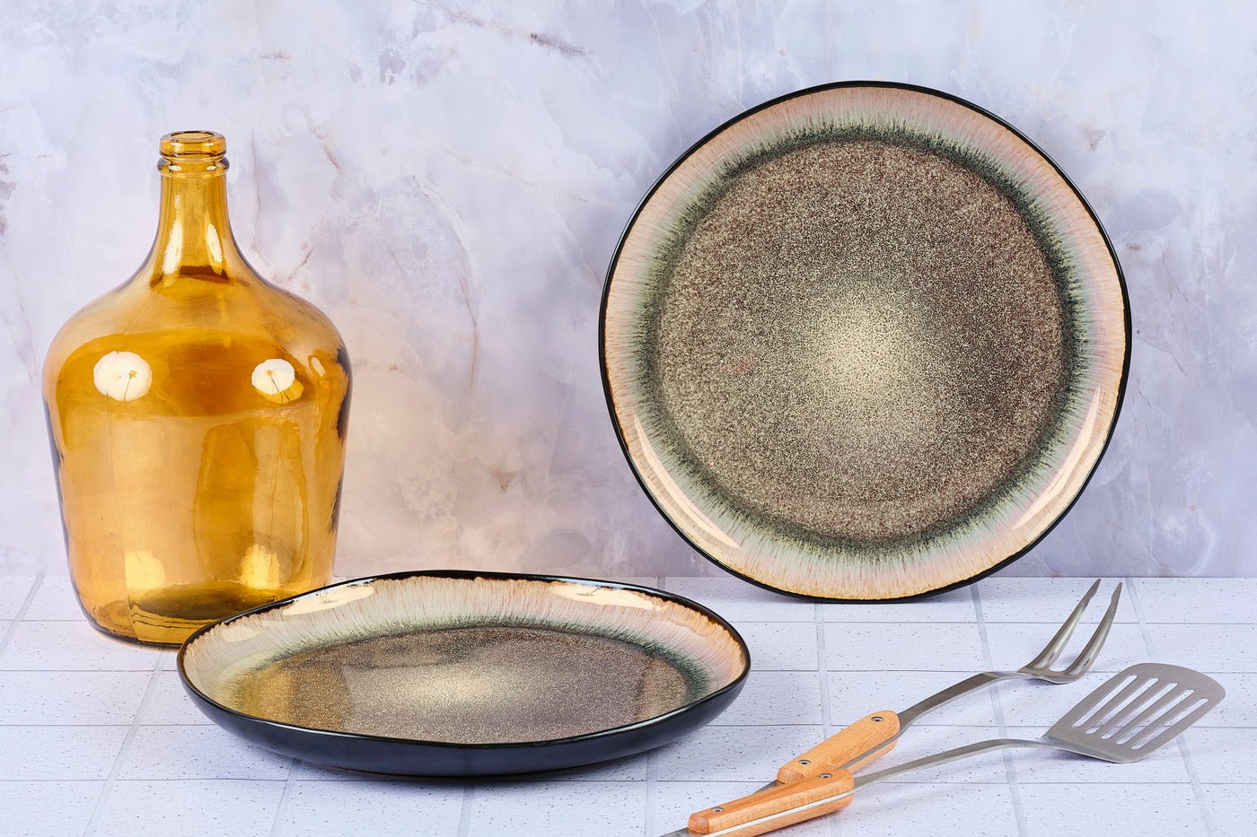 Iris serving platter ø32cm - 2 pieces - wild brown BJORN Brown