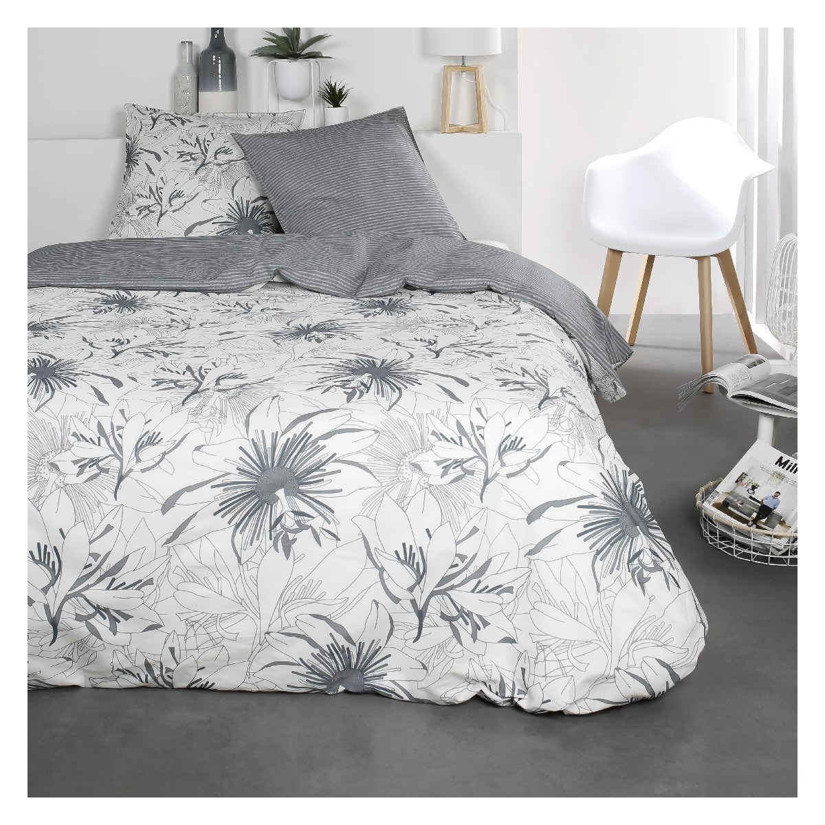 Printed cotton bedding set TODAY LINGE DE MAISON White