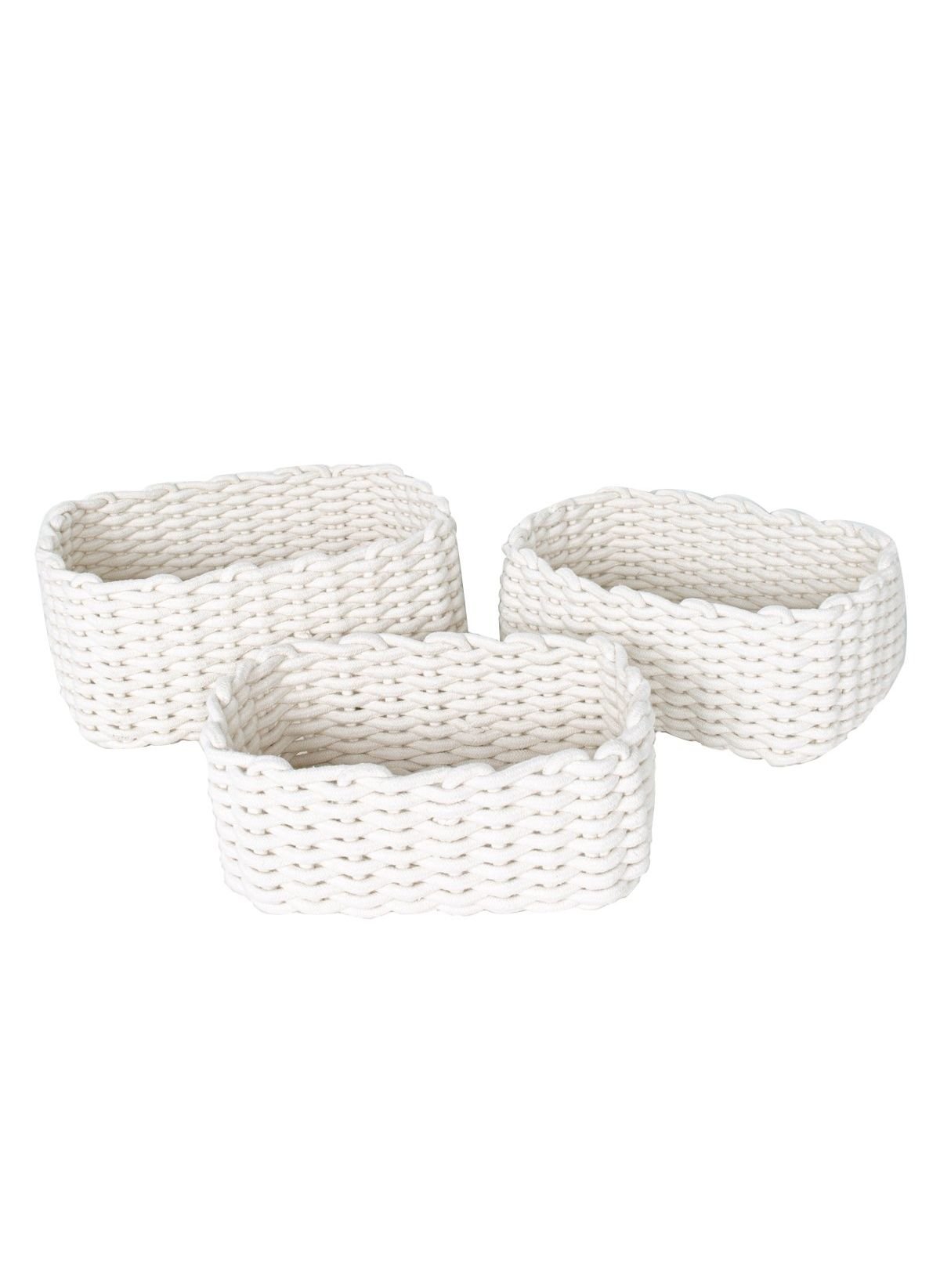 Set of 3 cotton rope baskets FACTORY White