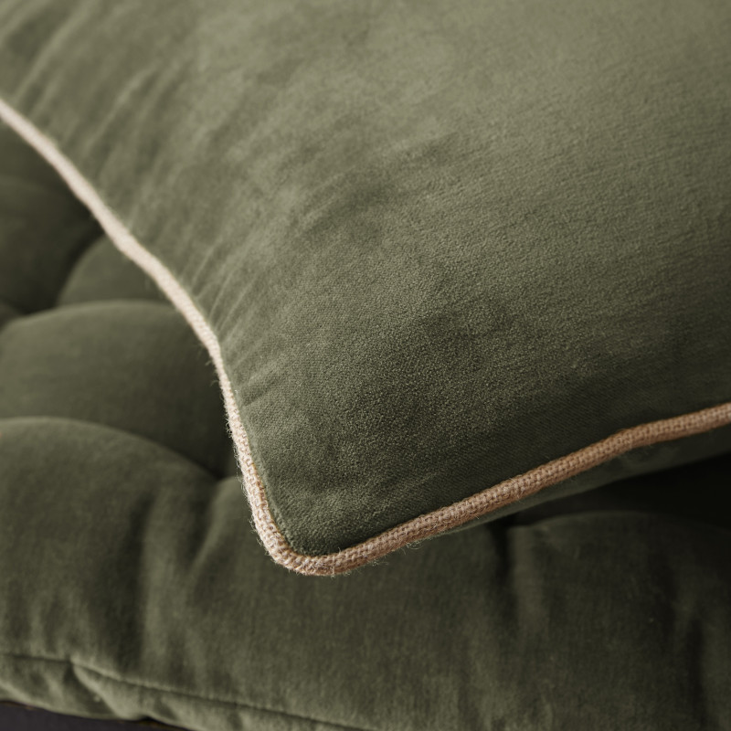 Coussin déco déhoussable 100% coton L'EFFET PAPILLON Vert