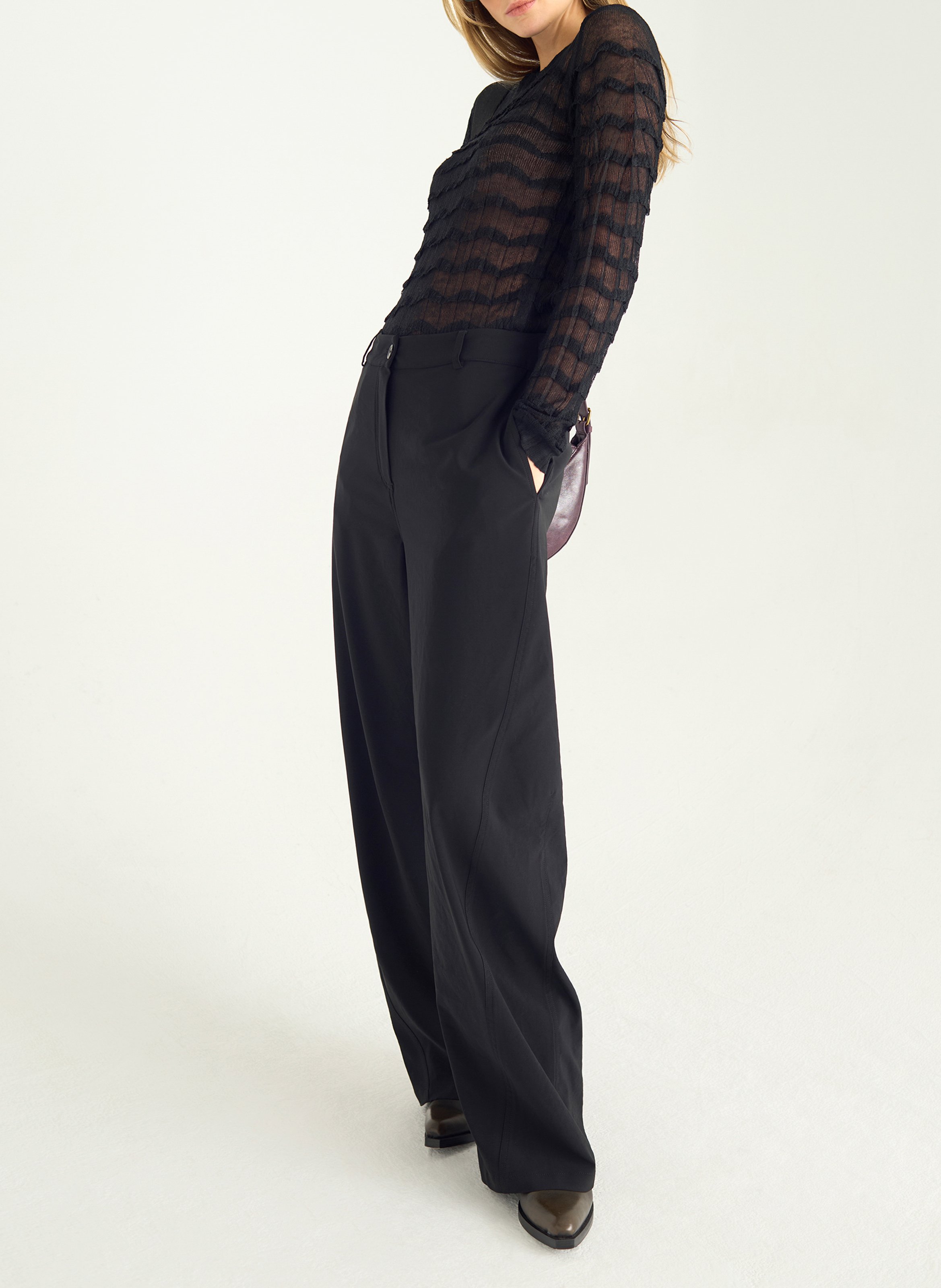 Pantalon tailleur ample uni COTELAC Noir