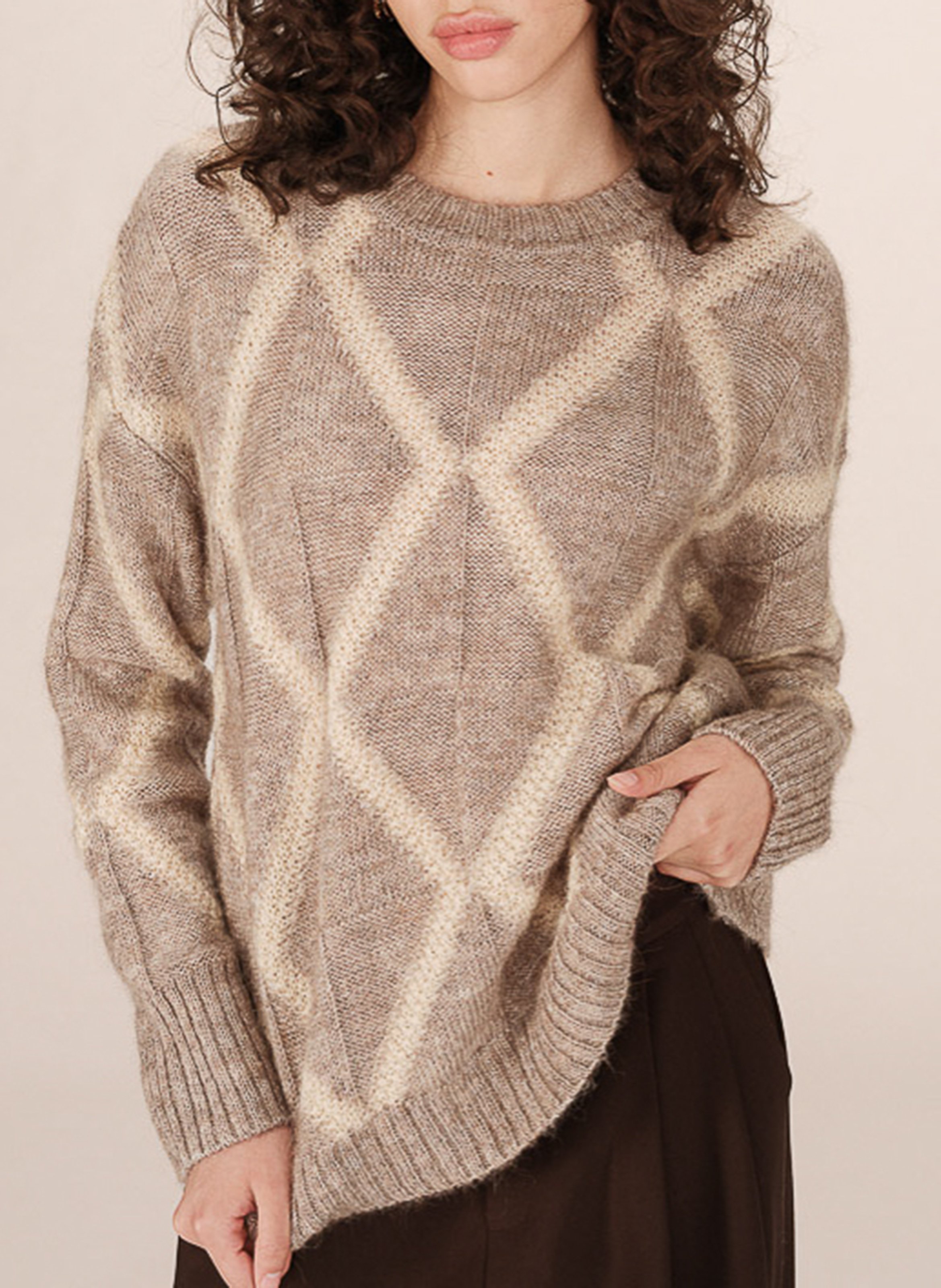 Oversized sweater with pattern GRACE ET MILA Beige