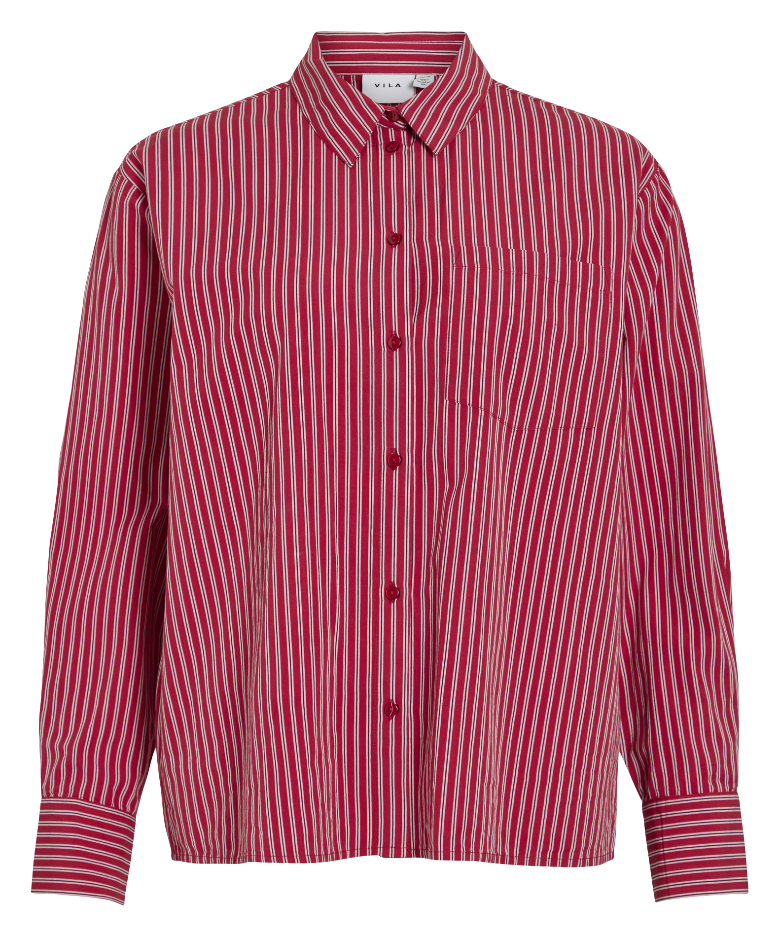 Blouse van biokatoen met klassieke kraag VILA Rood