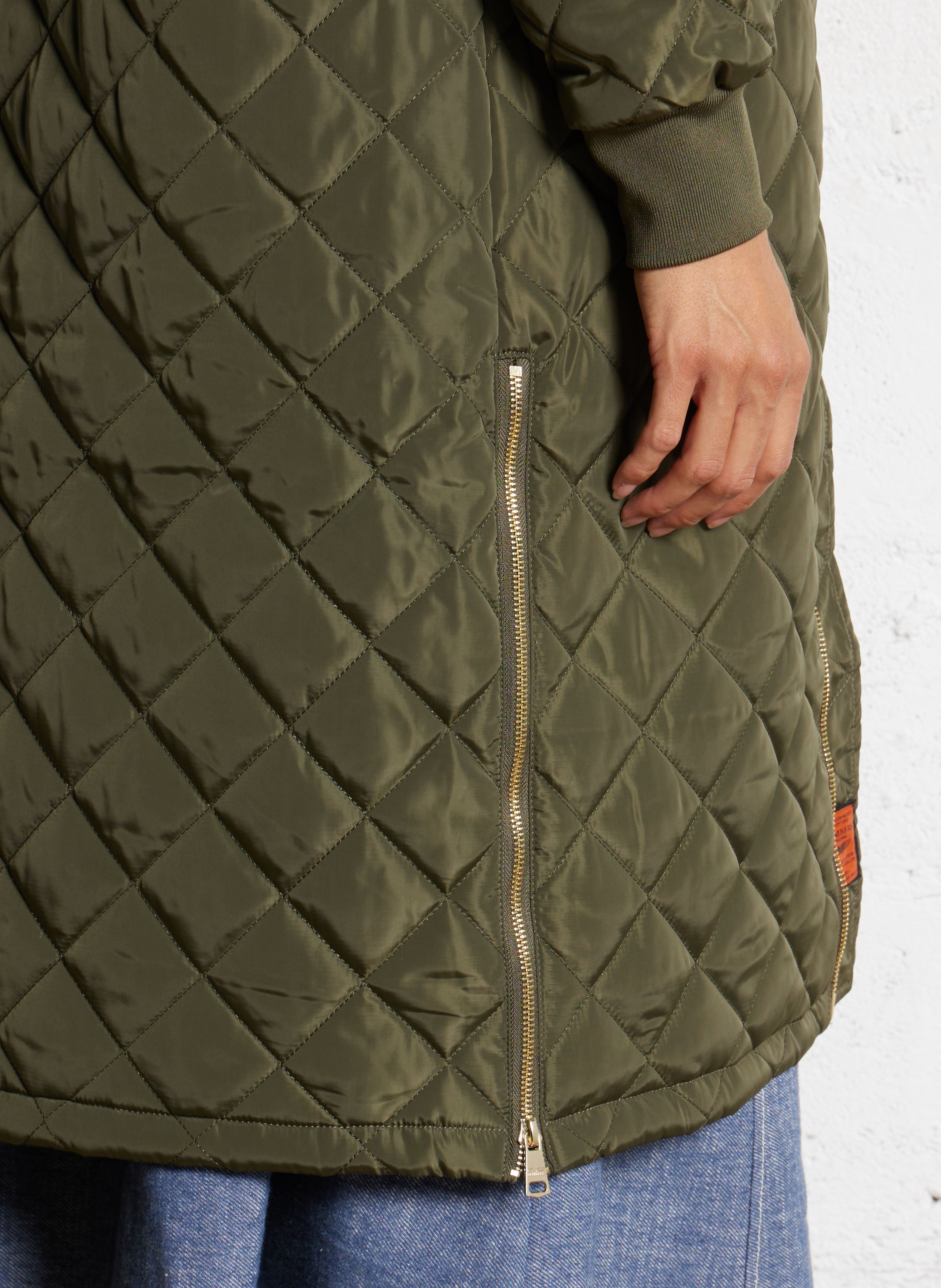 Veste longue matelassée zippée unie BOMBERS ORIGINAL Kaki