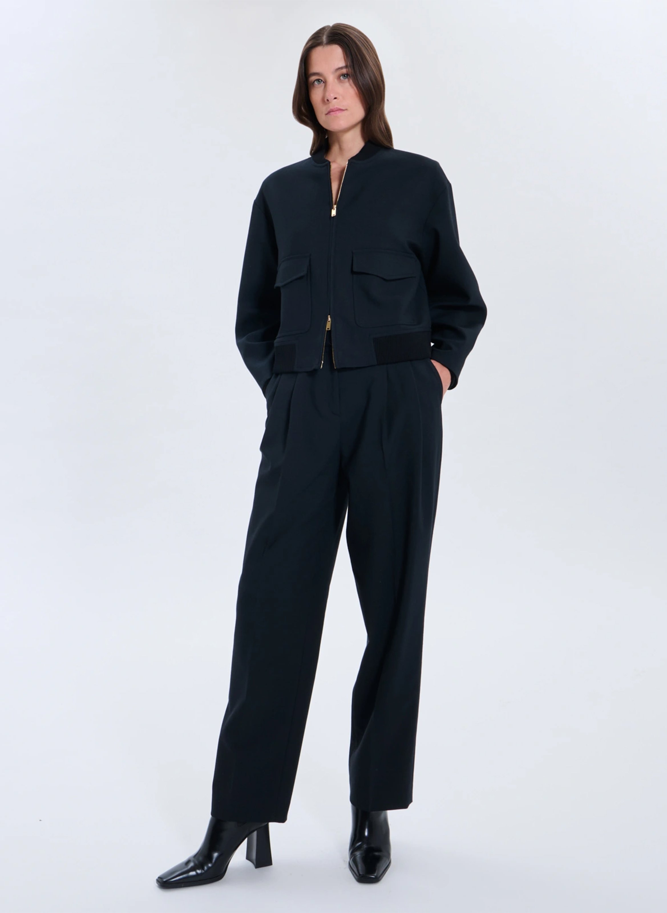 Fitted short jacket with zip ZAPA Black