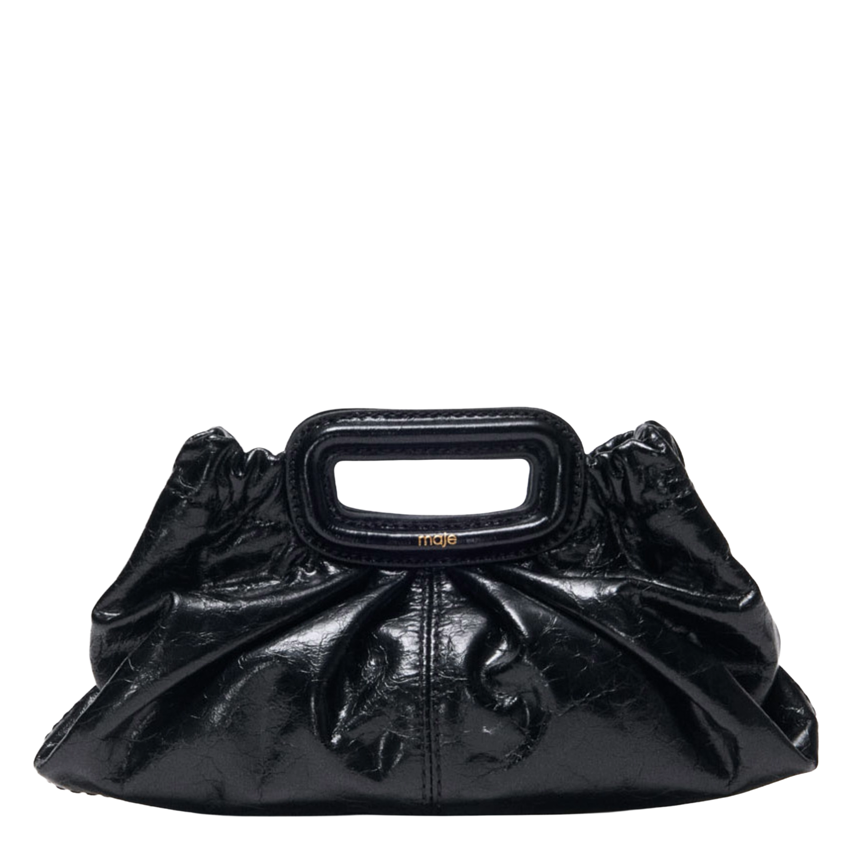 Pochette en cuir craquelé MAJE Noir