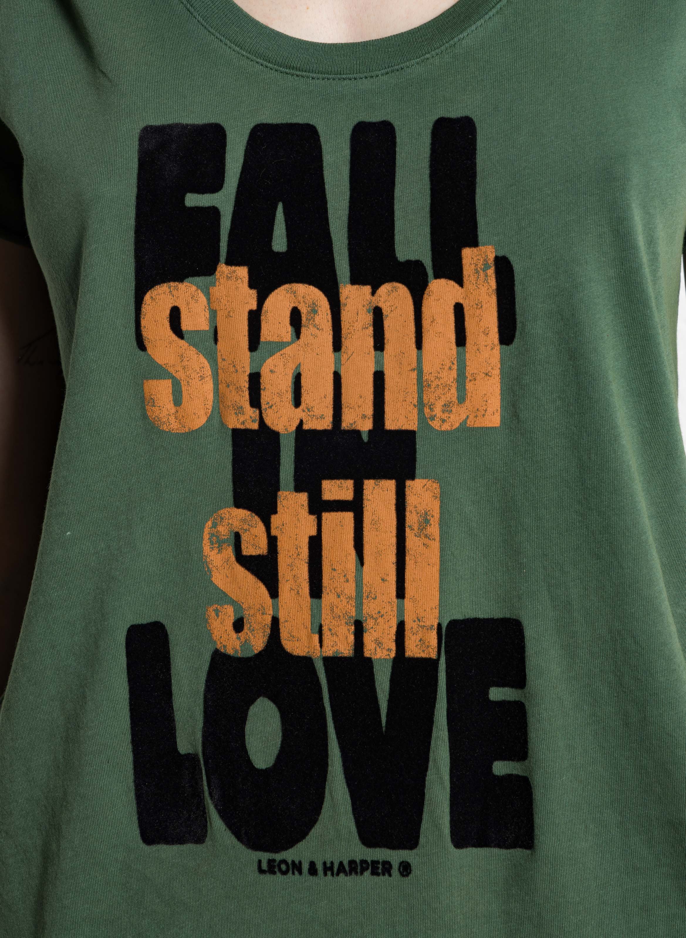 T-shirt van biokatoen met ronde hals LEON & HARPER Groen