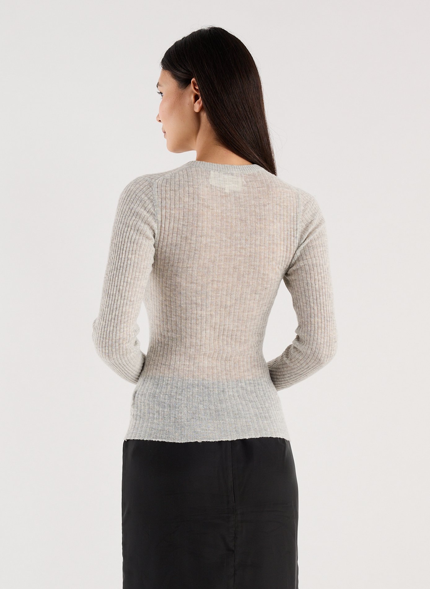 Rundhalsausschnitt Pullover in Uni mit Rippenmuster SAISON 1865 Grau